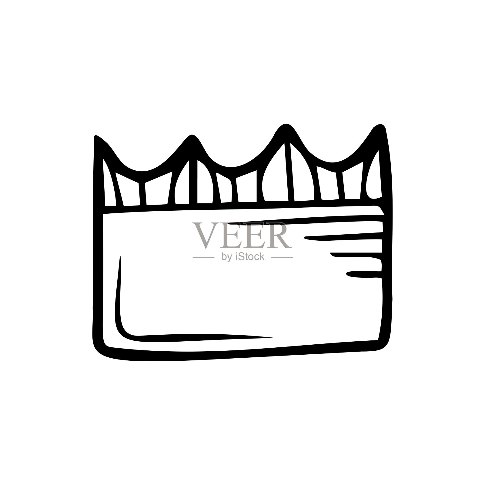 手绘皇冠孤立在白色背景上。涂鸦，简单的轮廓插图。可用于纺织品、纸张的装饰。插画图片素材