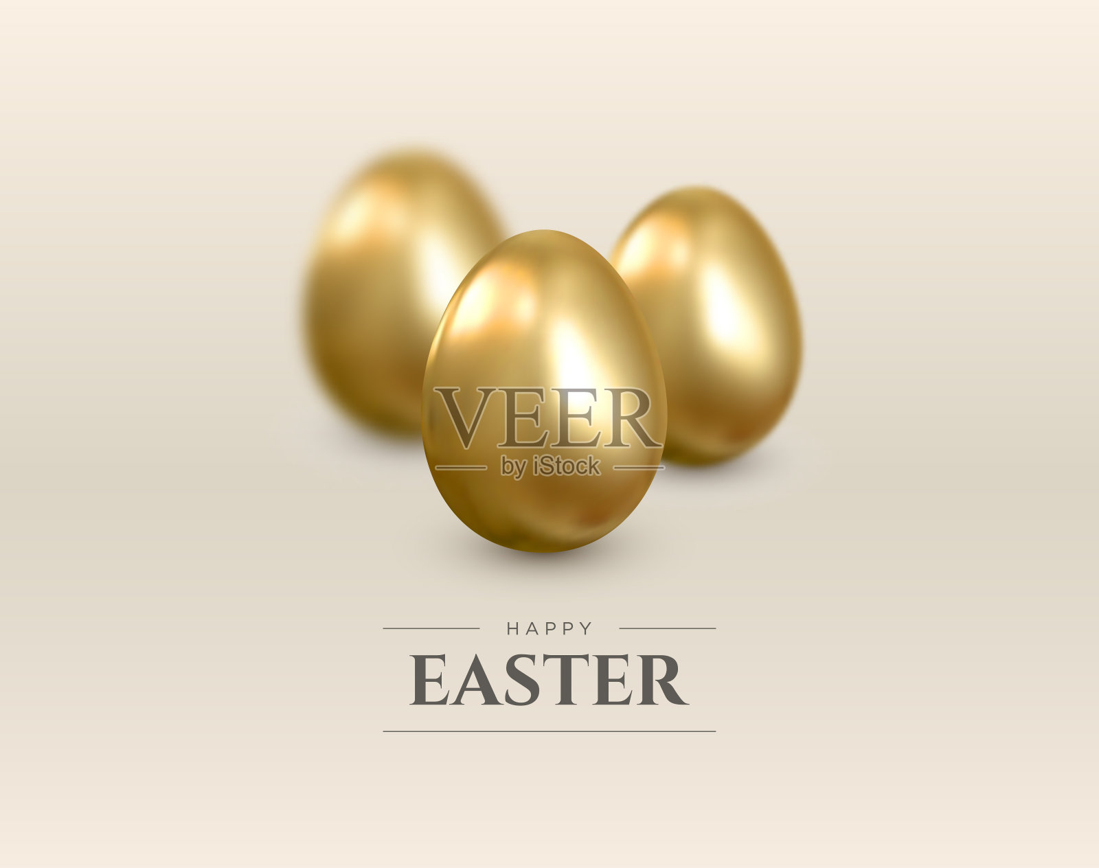 复活节快乐。现实的向量3d背景与金蛋。插画图片素材