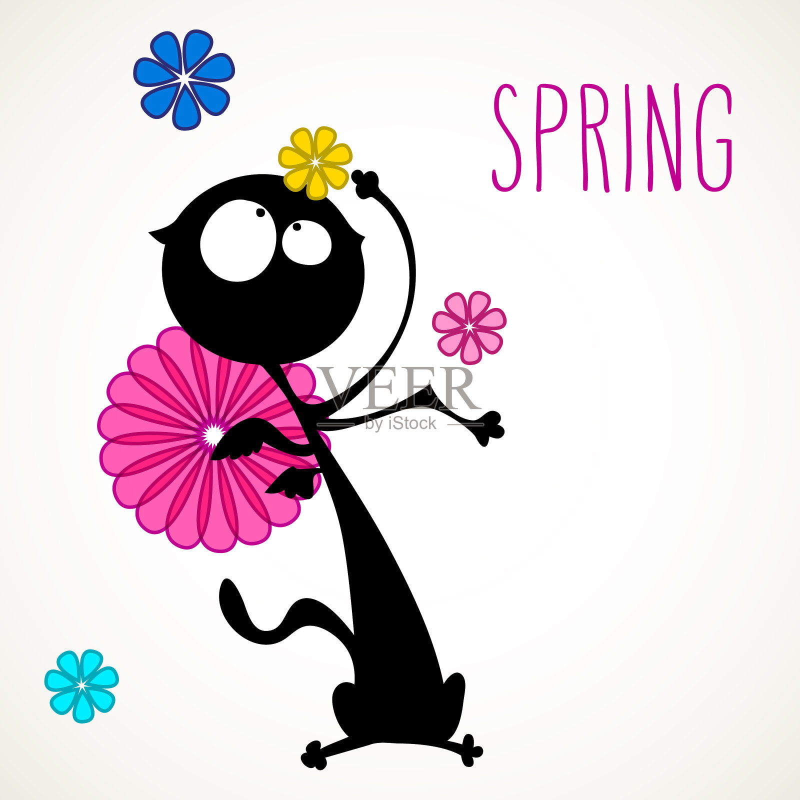 春天的猫插画图片素材