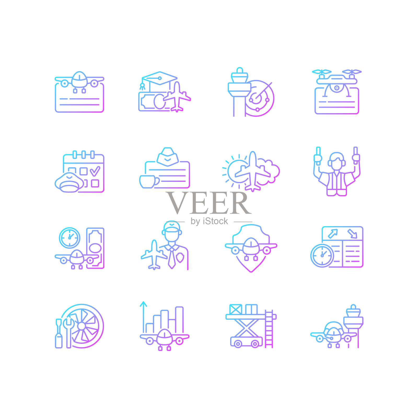 航空梯度线性矢量图标集图标素材