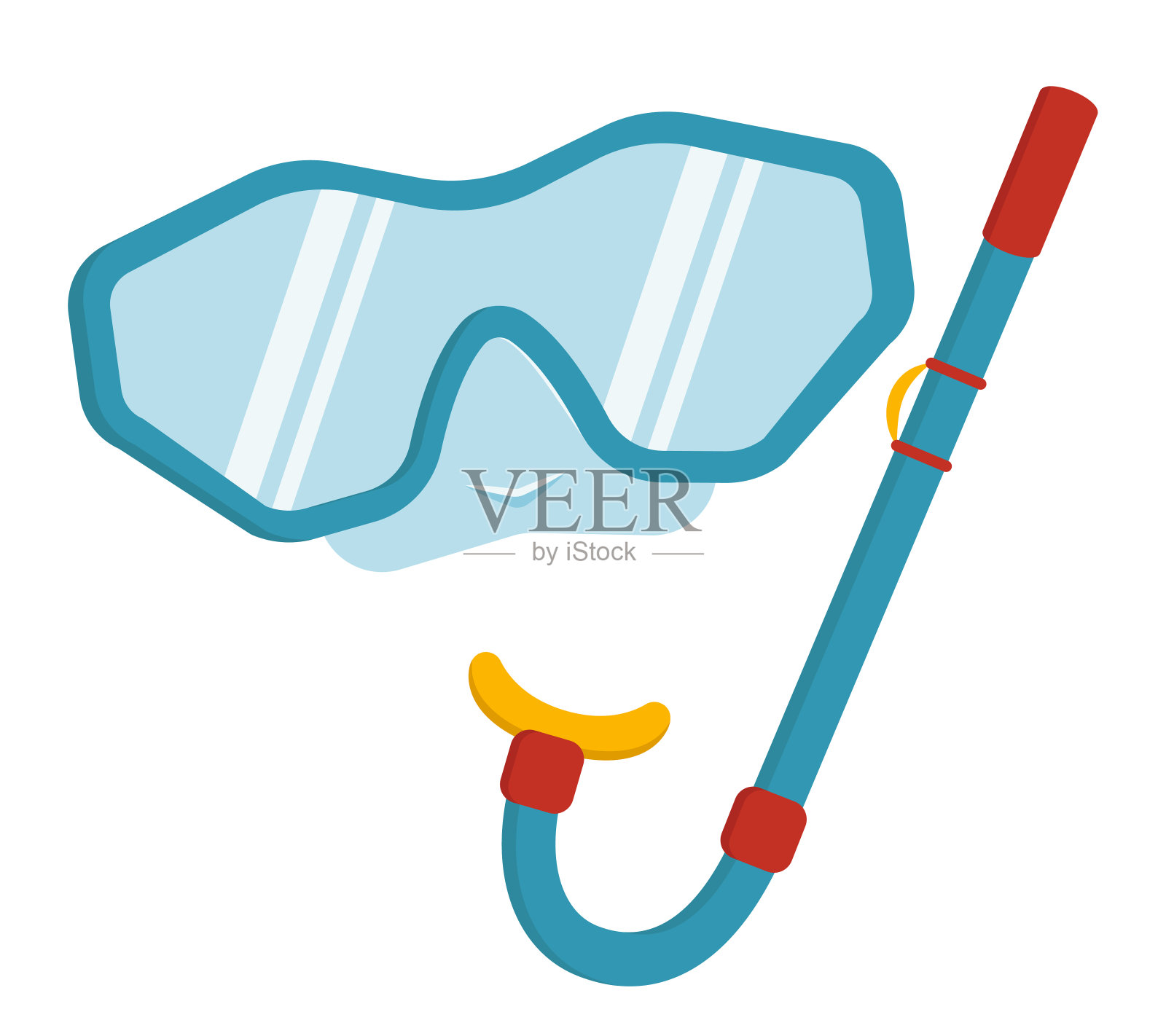 卡通风格的通气管面具。插画图片素材