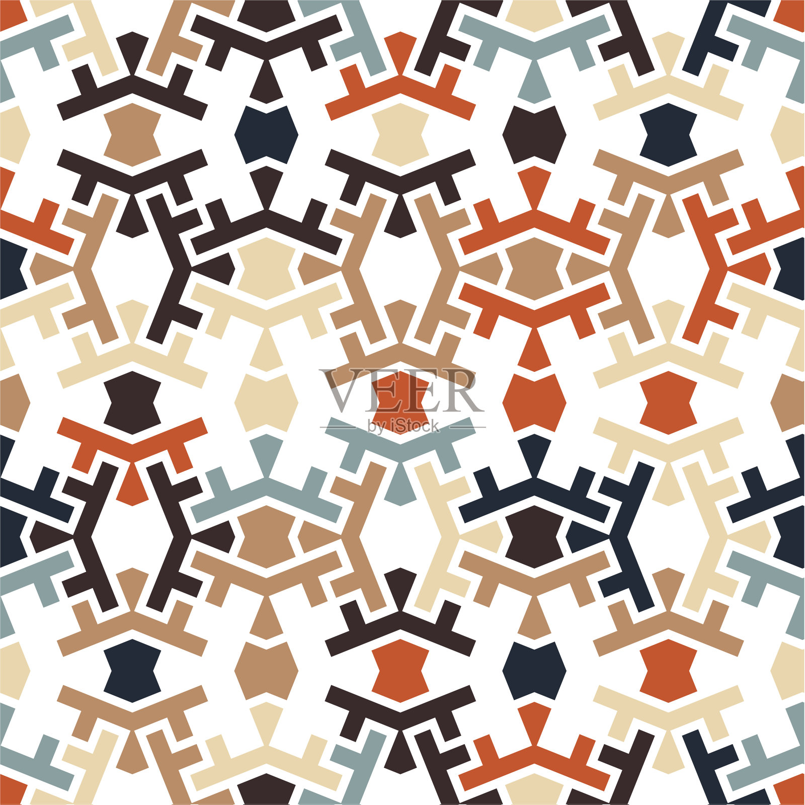 伊朗色混合图案无缝插画图片素材