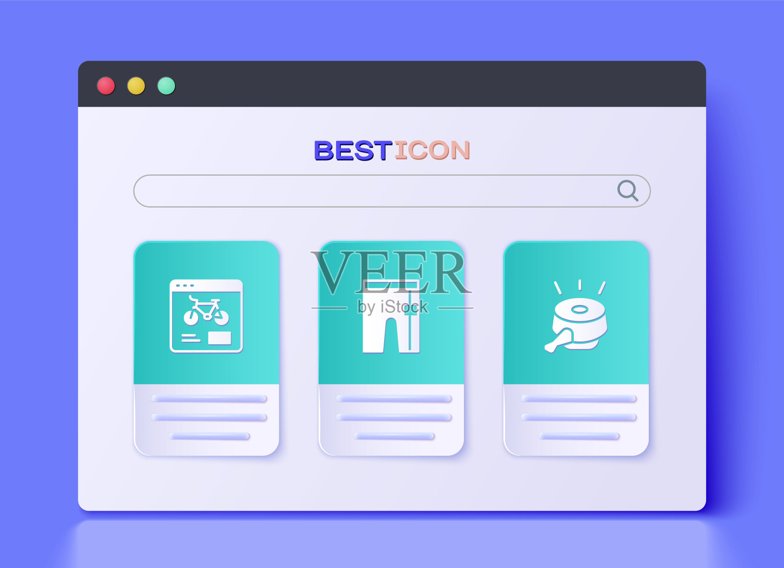 设置自行车短裤，自行车租赁手机应用程序和铃铛图标。向量图标素材