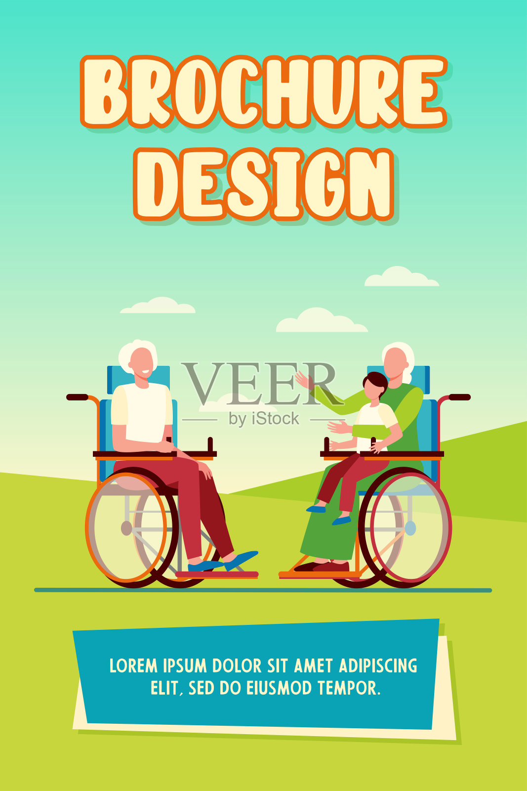 坐轮椅的老人抱着孩子说话设计模板素材