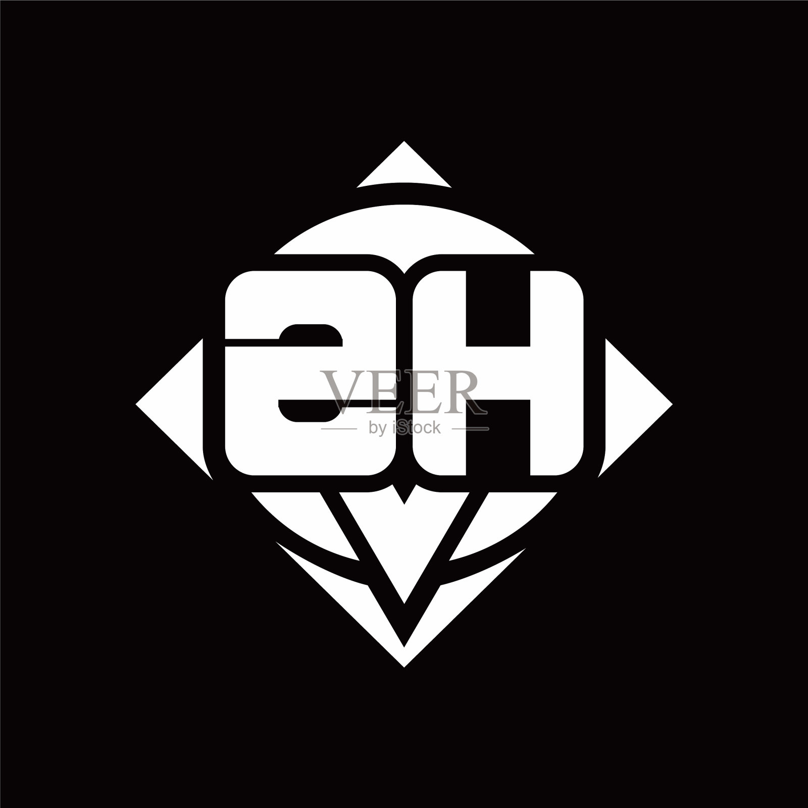 Zh标志的图案有圆形和方形插画图片素材