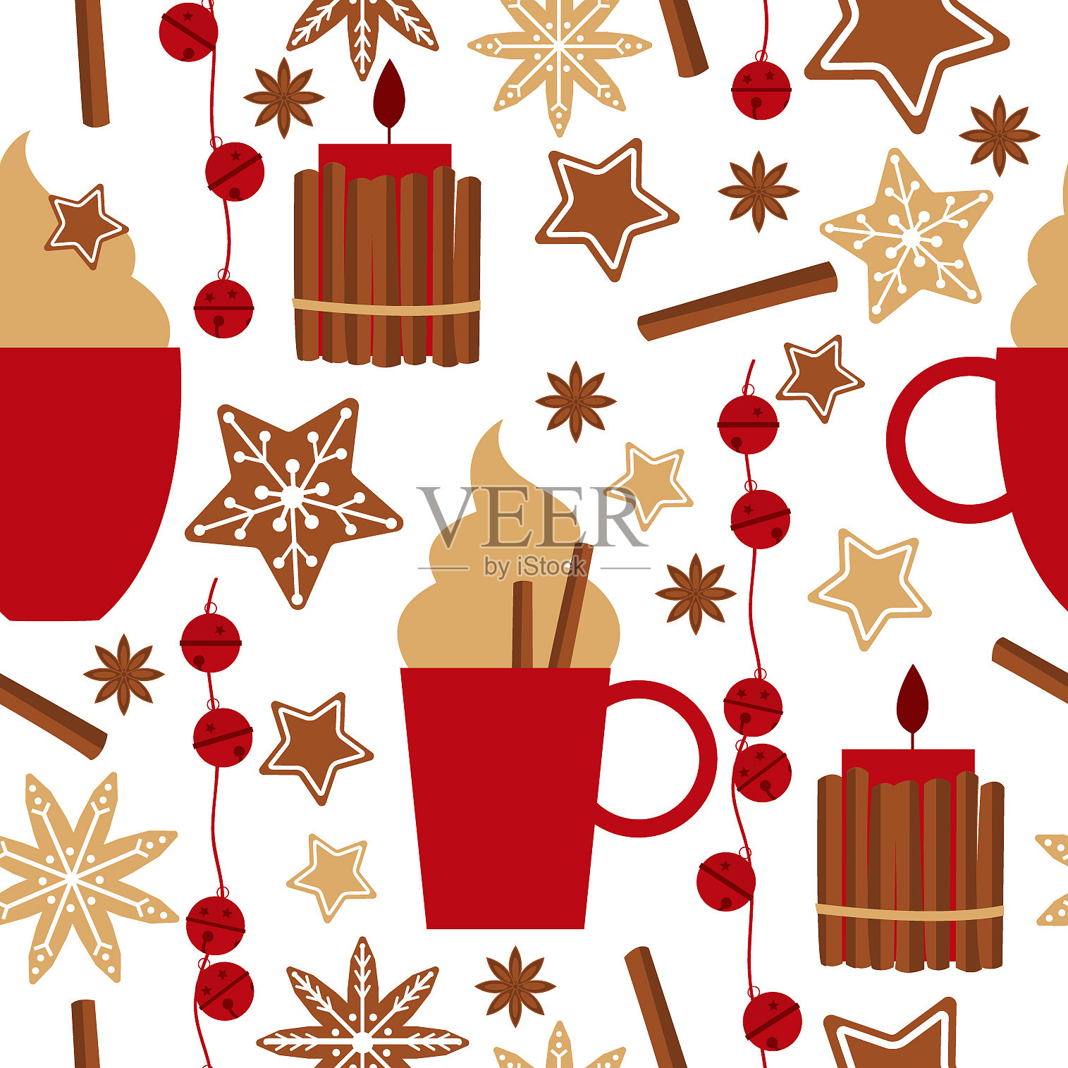 圣诞背景，咖啡和饼干插画图片素材