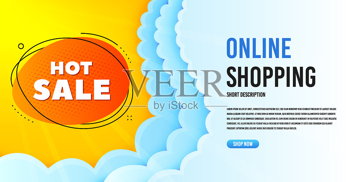 热门销售徽章折扣横幅形状插画图片素材