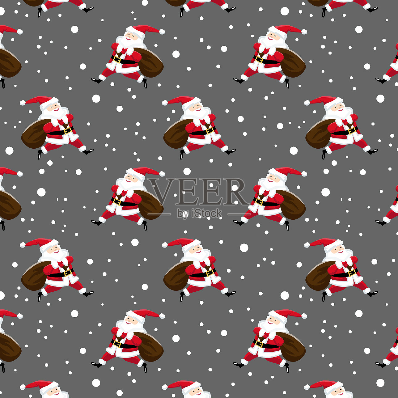 无缝图案的圣诞老人上了一层灰色插画图片素材
