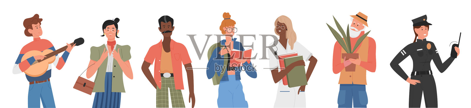 休闲人平套插画图片素材