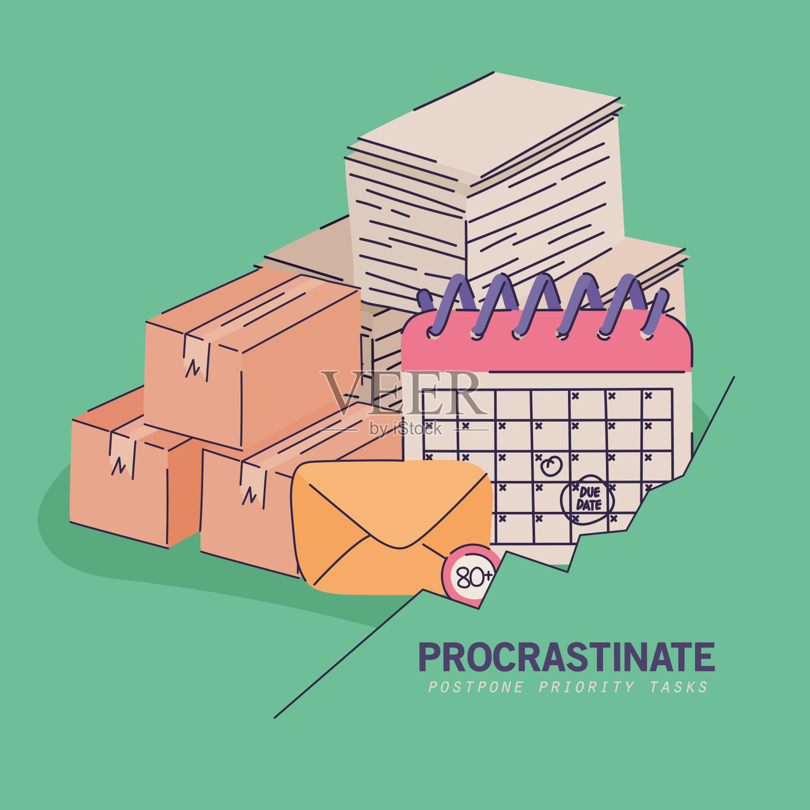 绿色拖延横幅设计模板素材