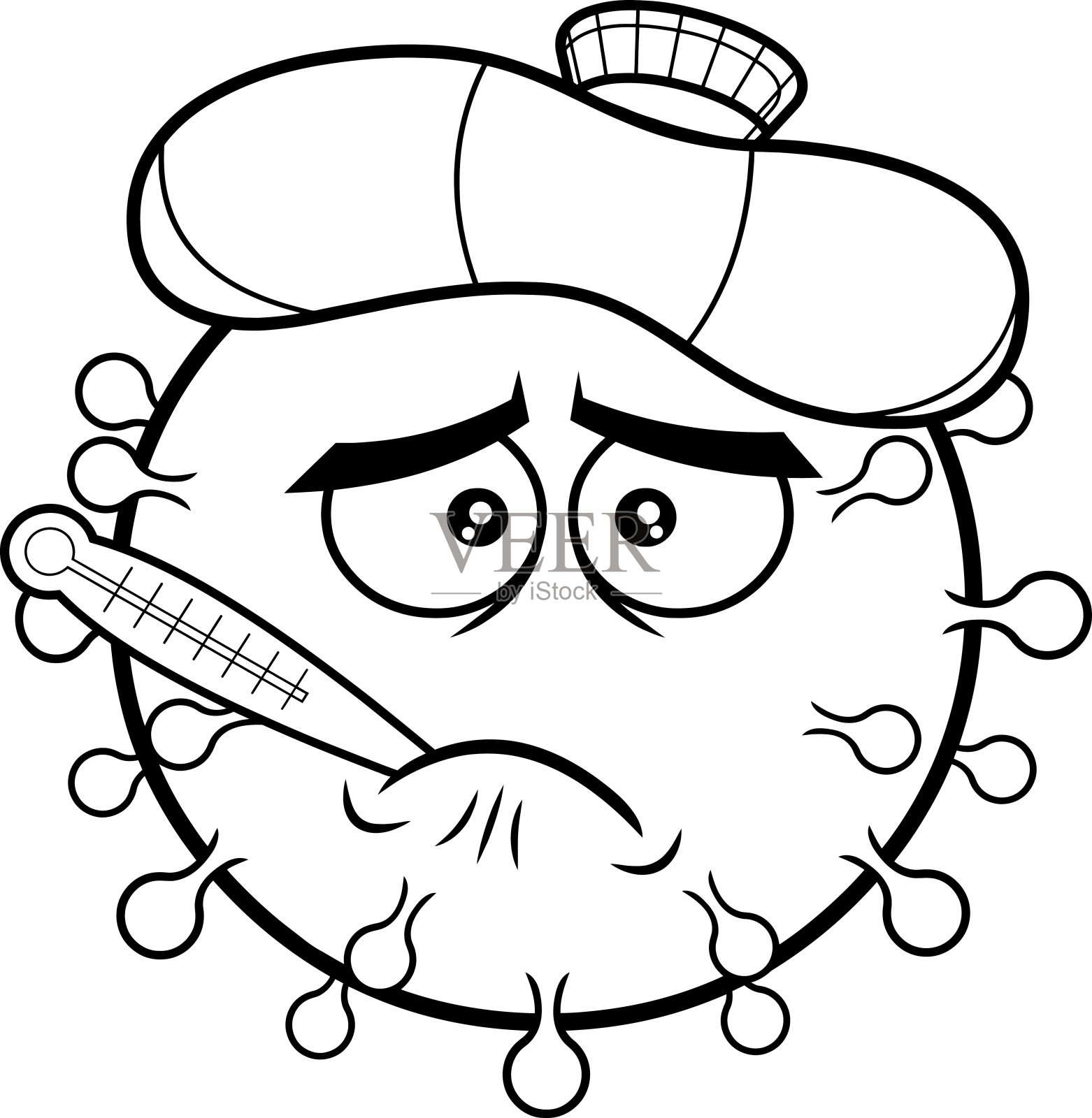 带冰袋的新冠肺炎卡通表情设计元素图片