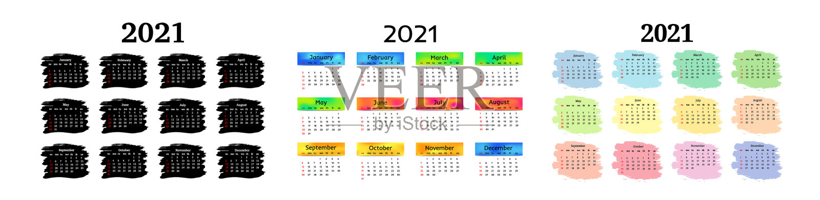 2021年日历孤立在白色背景上插画图片素材