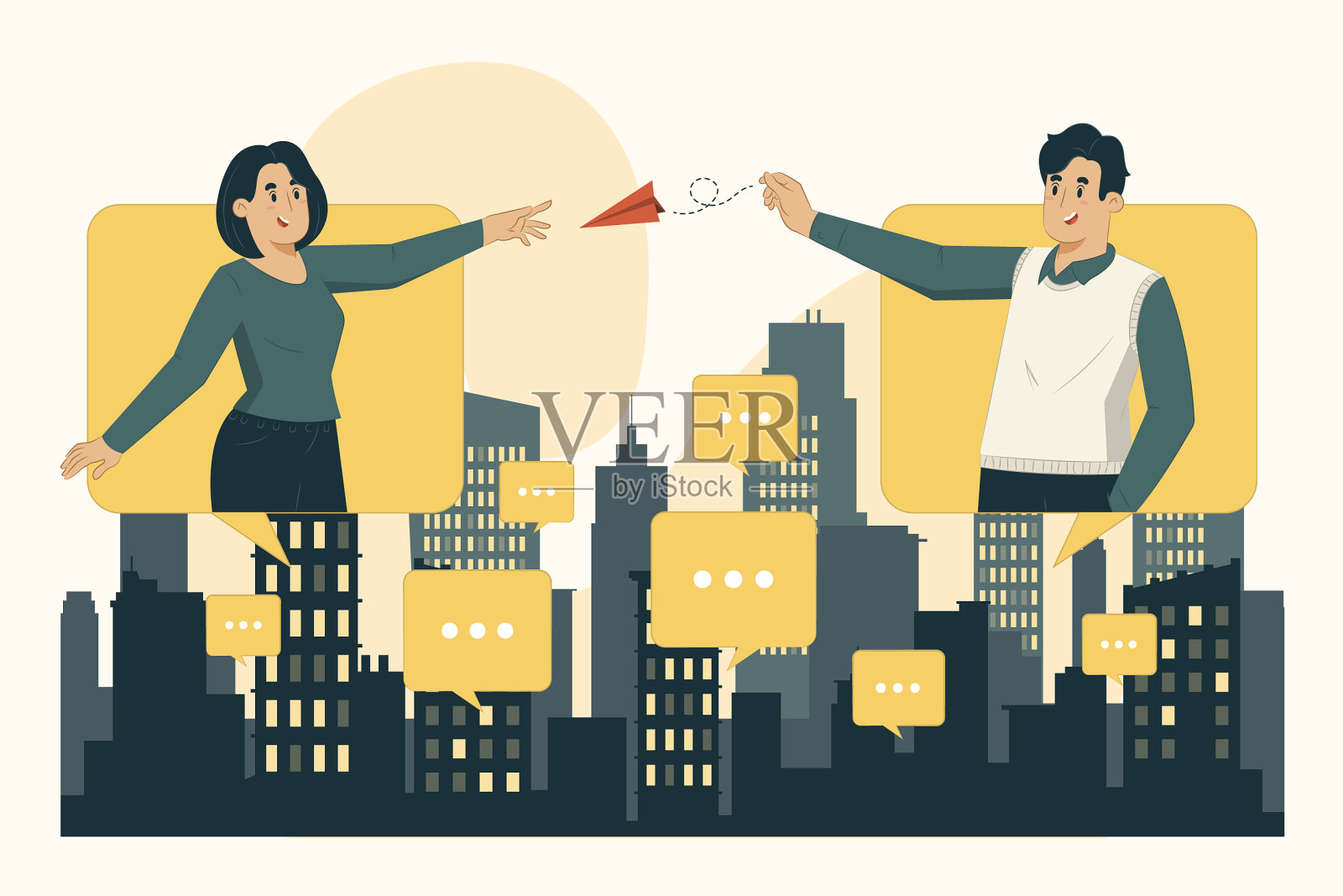 发送的消息的概念插画图片素材