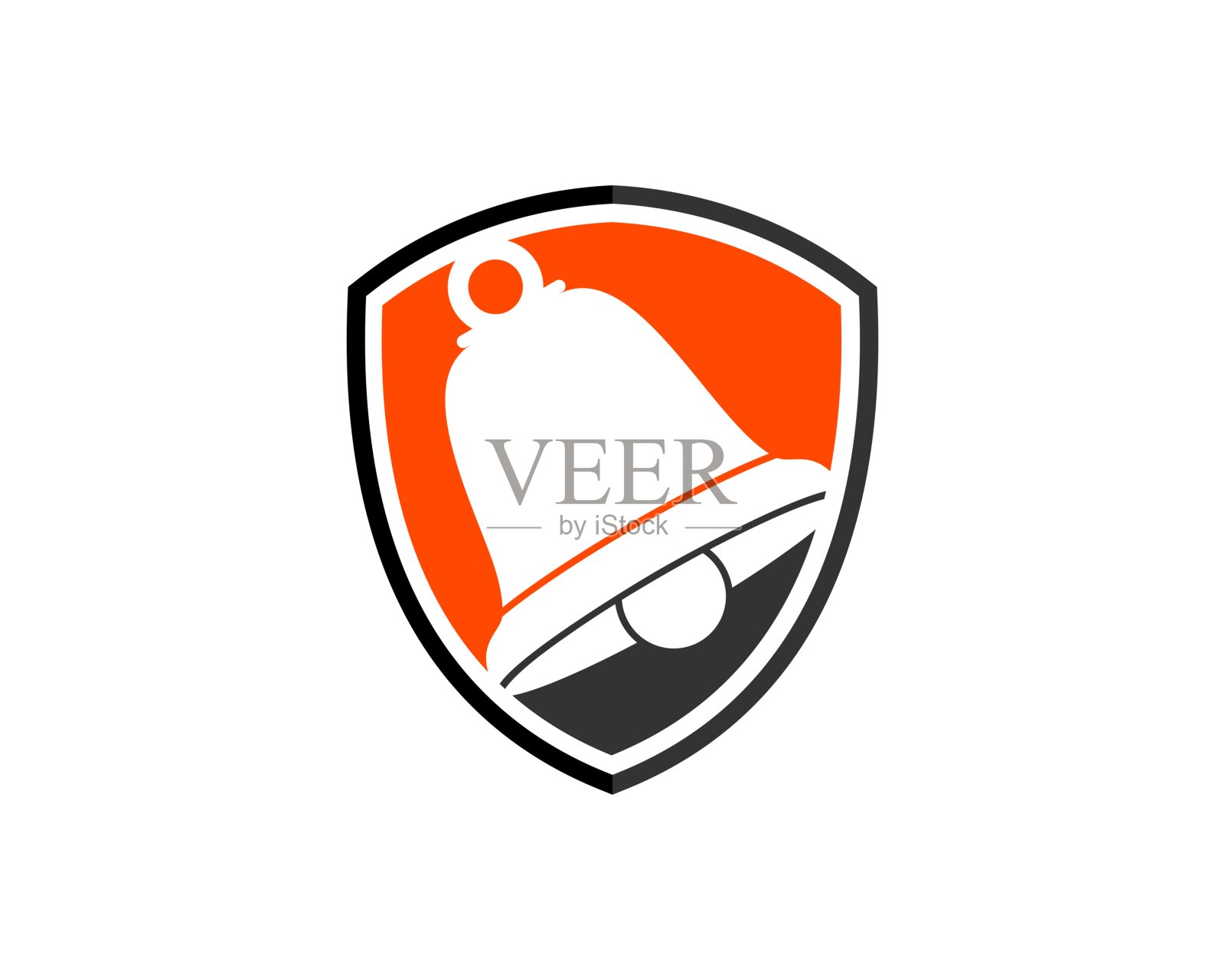 简单的盾牌与传统的钟内插画图片素材