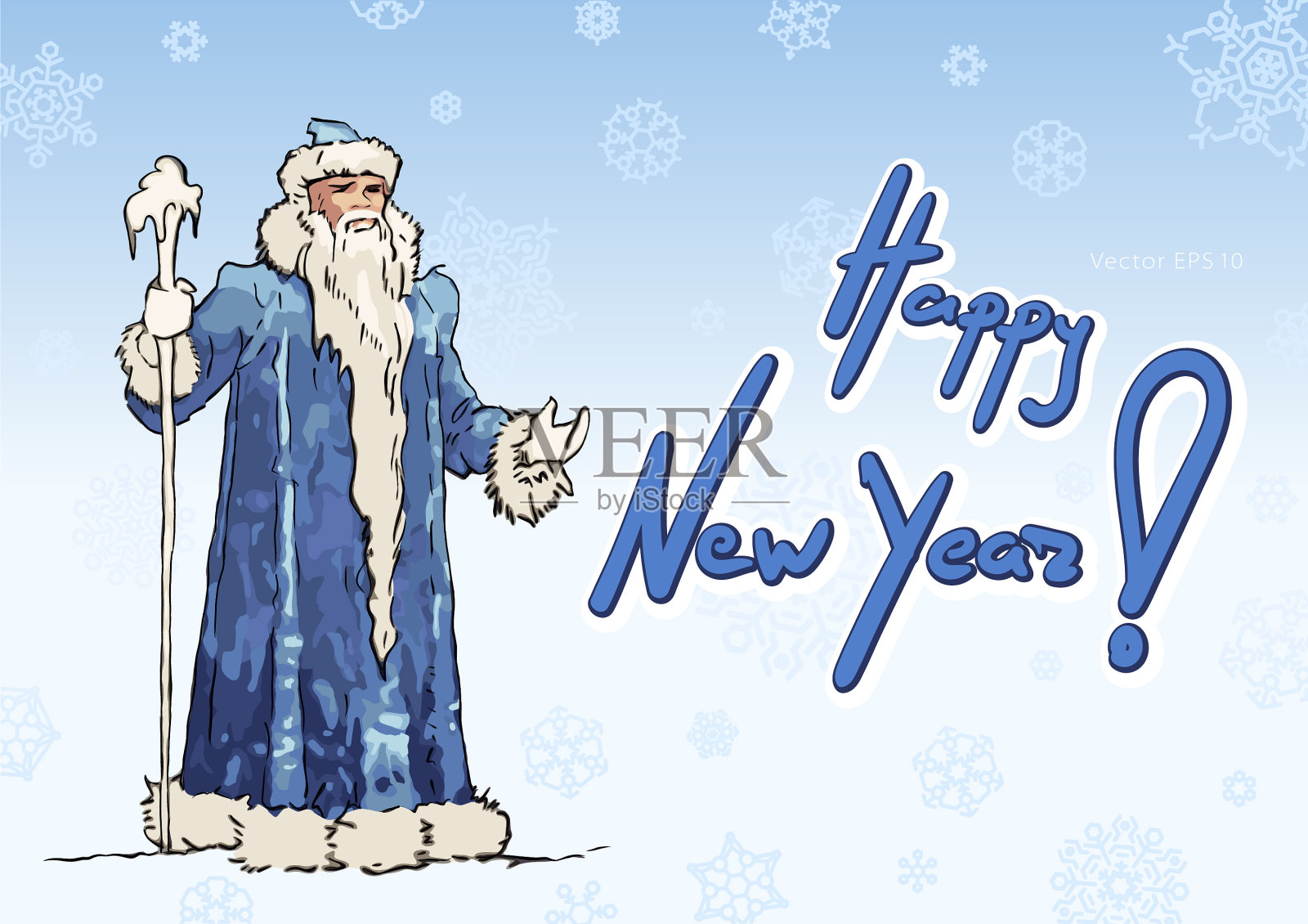 蓝色俄罗斯爷爷霜素描moroz插画图片素材