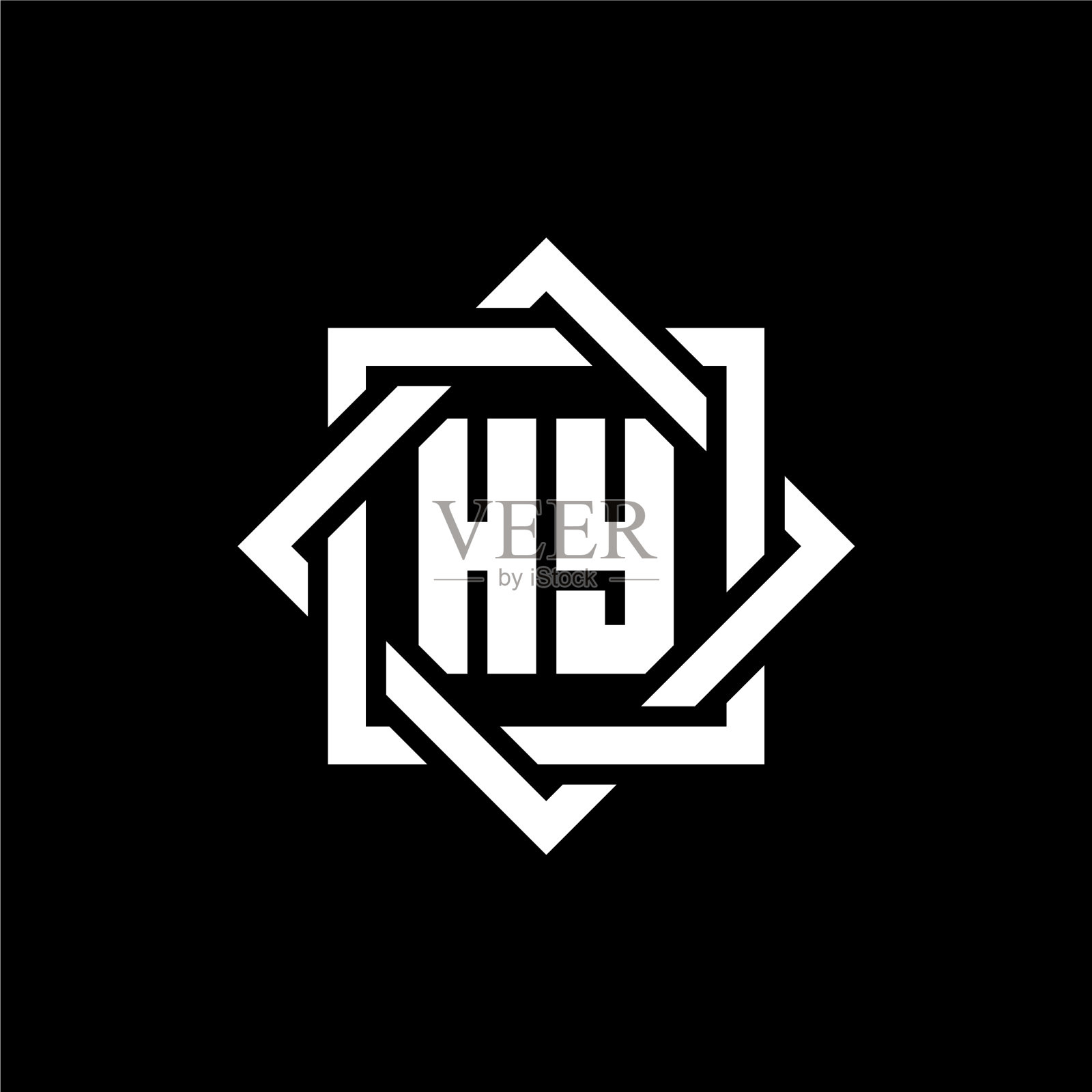 Hy字母标志与抽象的方形周围插画图片素材