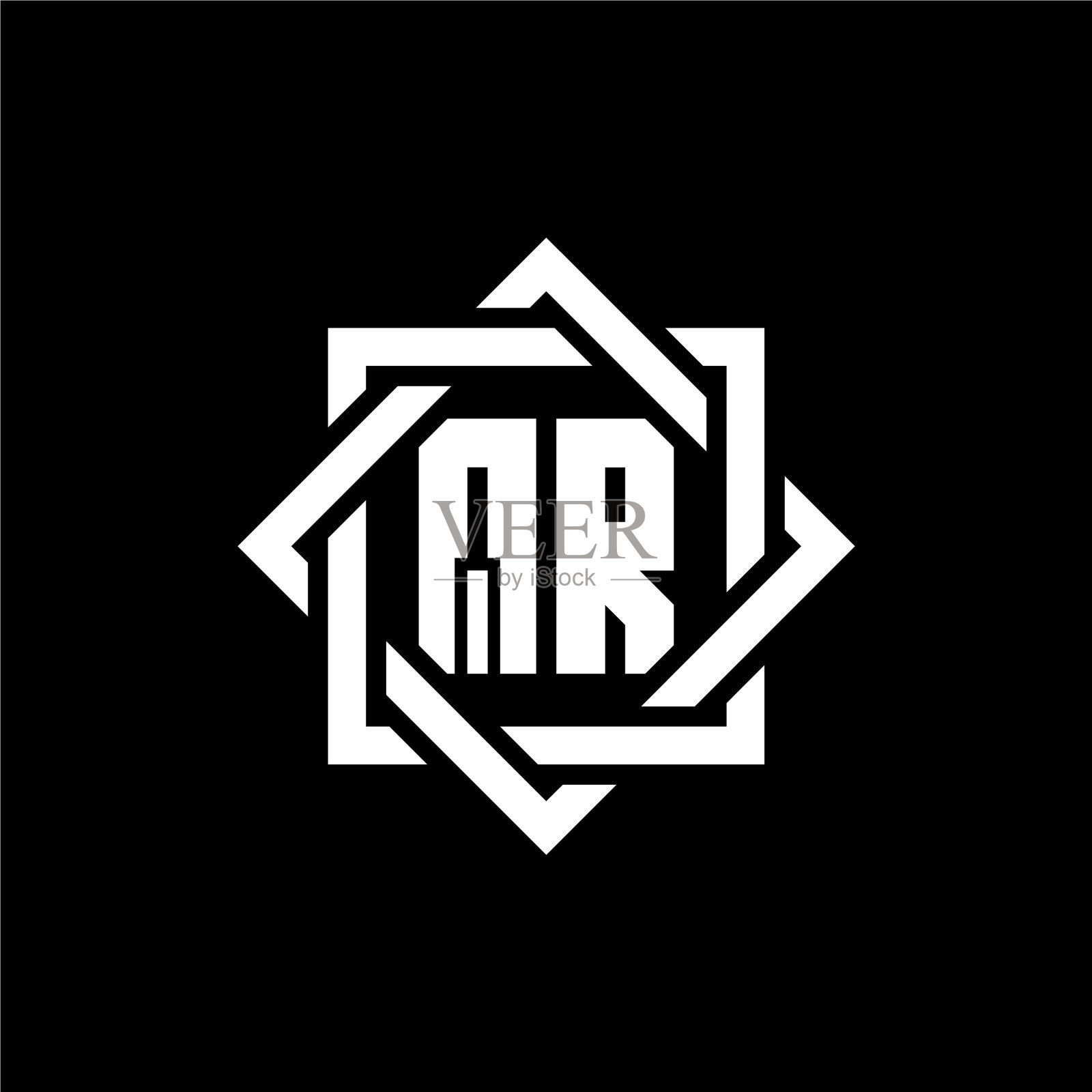 Qr字母标志与抽象的方形周围插画图片素材