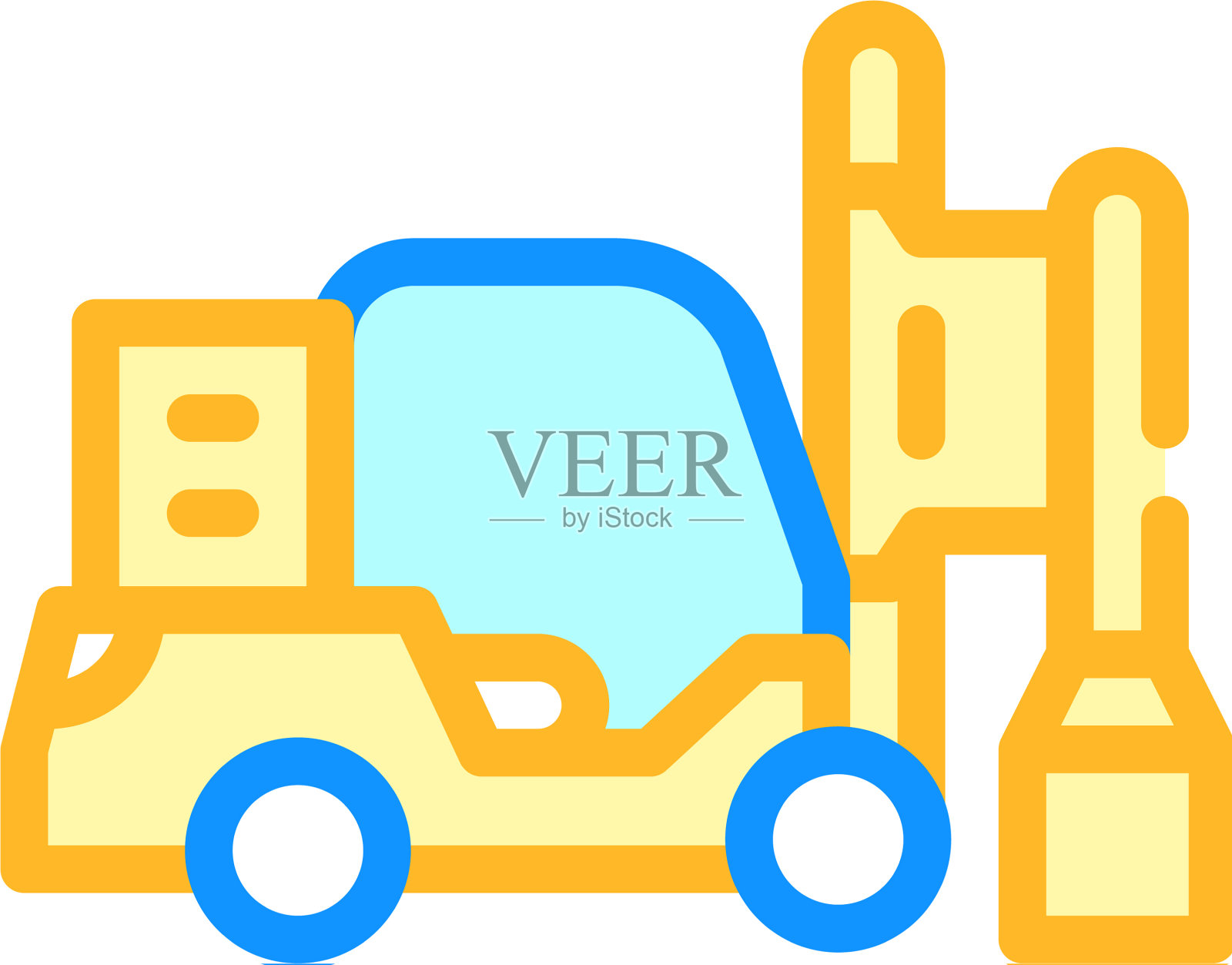 打桩机颜色图标隔离设计元素图片