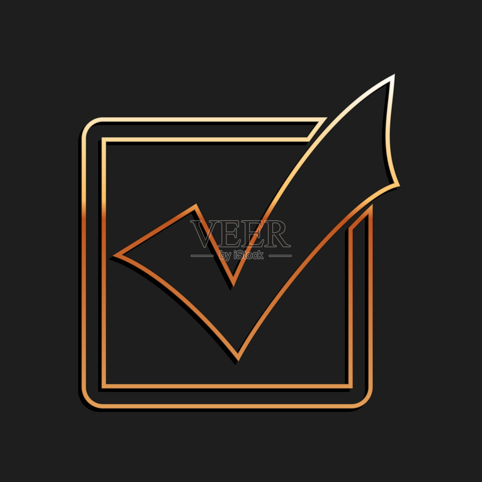 黄金复选标记在一个框行图标隔离上插画图片素材