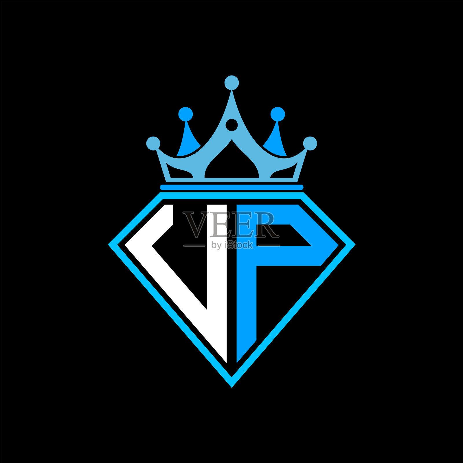 首字母u p菱形带冠插画图片素材