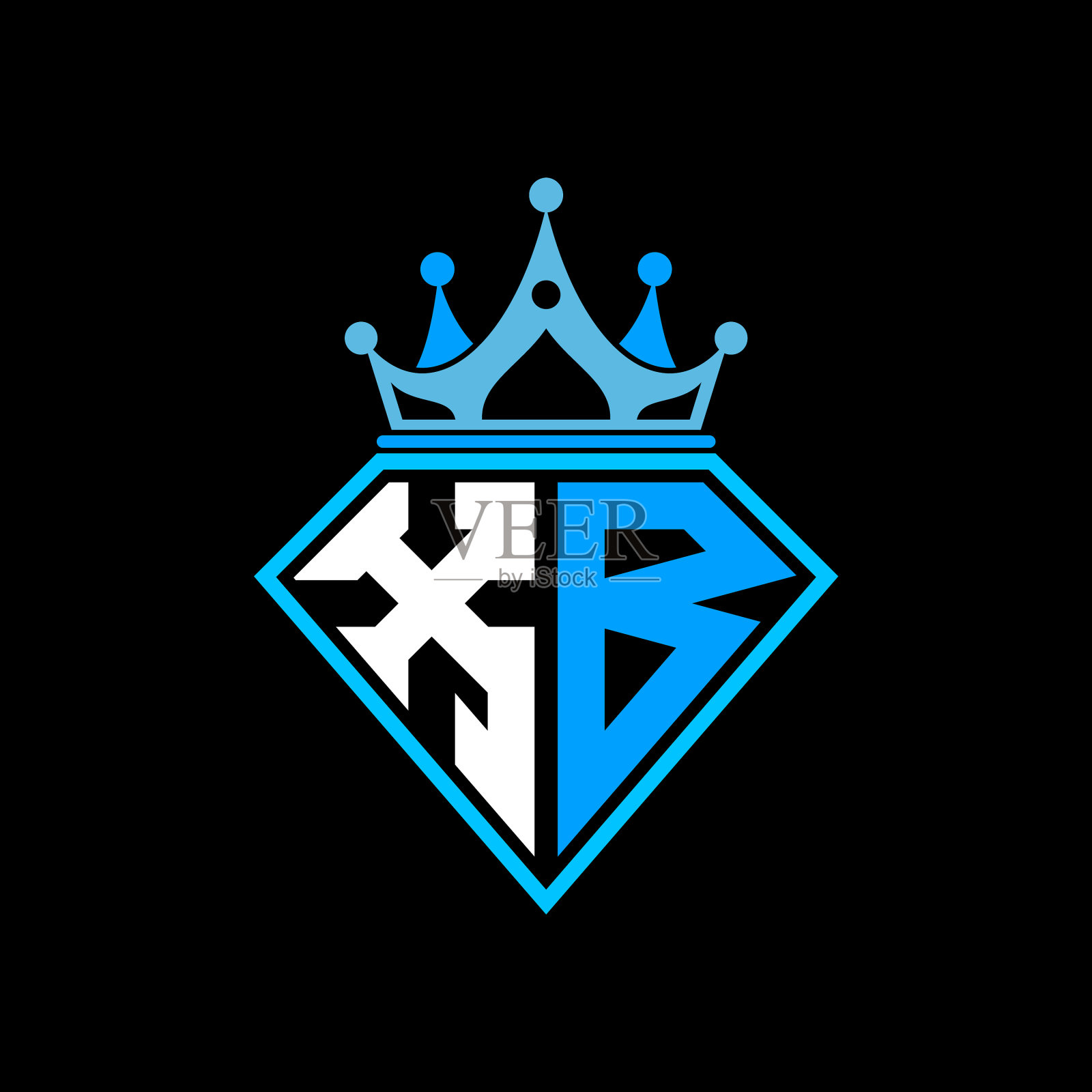 首字母xb为带冠菱形插画图片素材