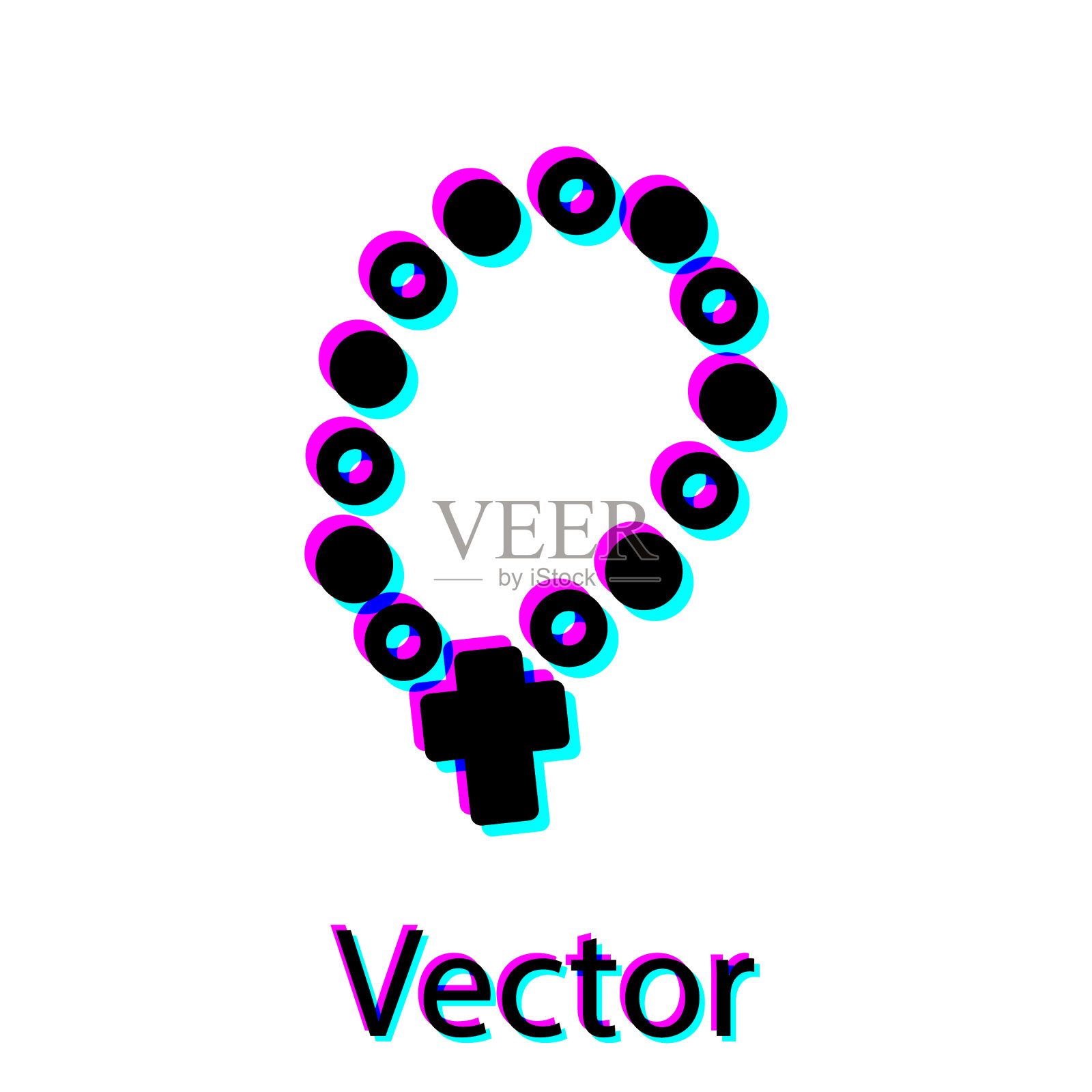 黑色念珠宗教图标孤立在白色插画图片素材