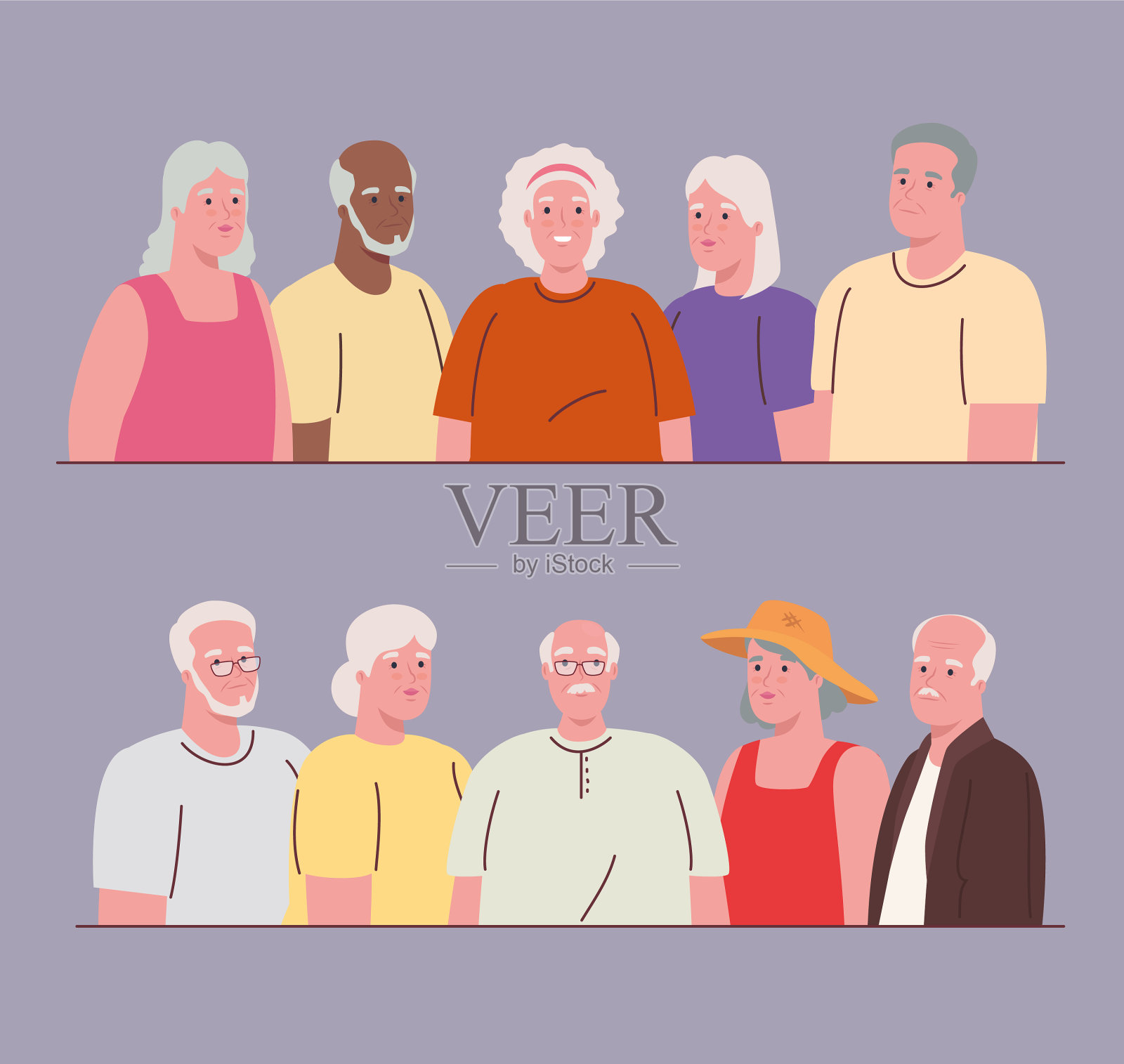 照片老人团结插画图片素材