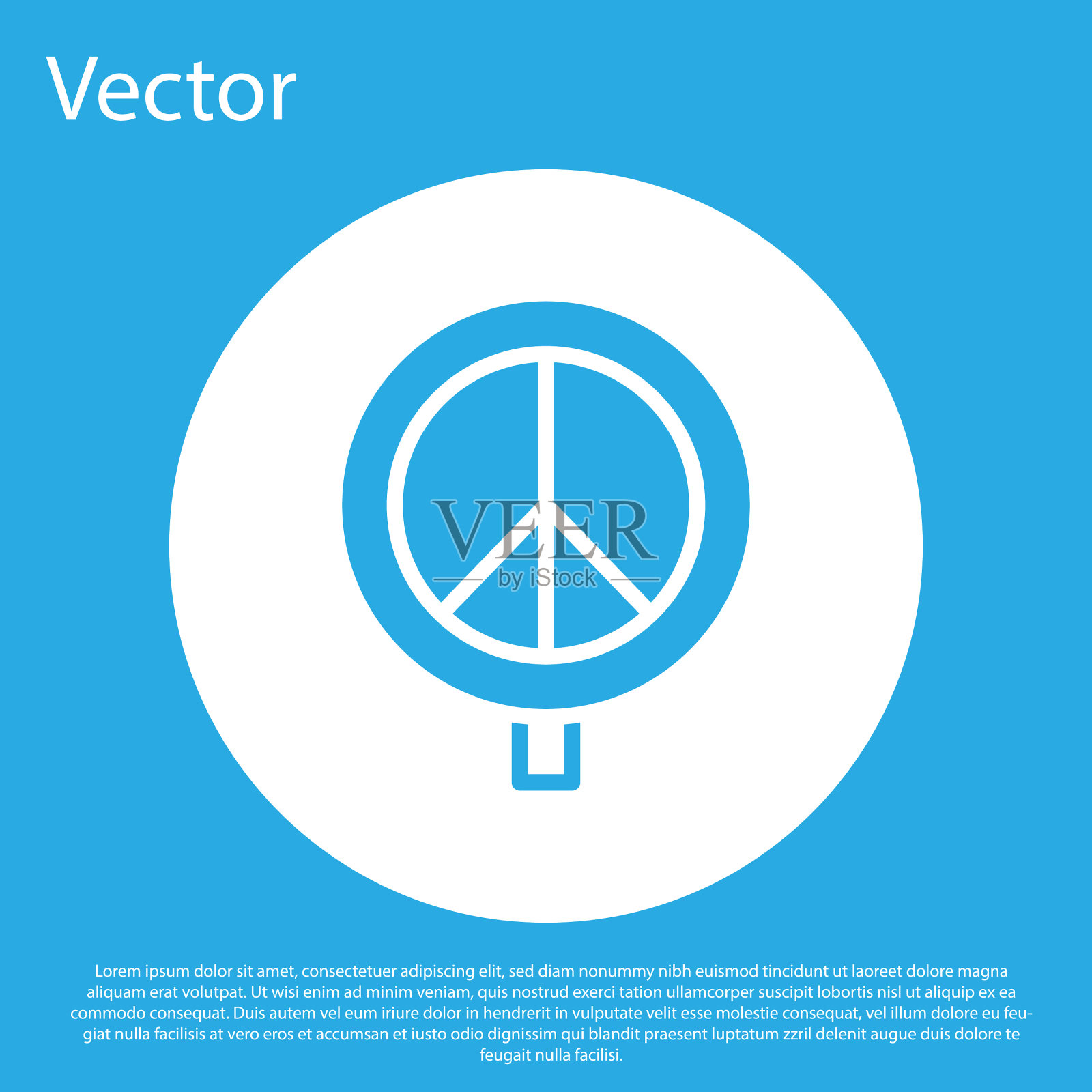 蓝色和平图标孤立在蓝色背景插画图片素材