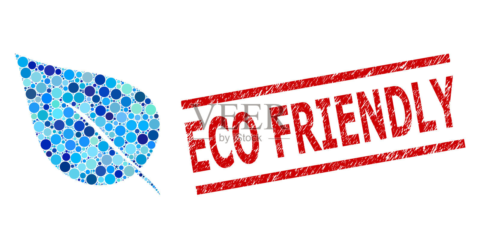 垃圾环保水印和植物叶片插画图片素材