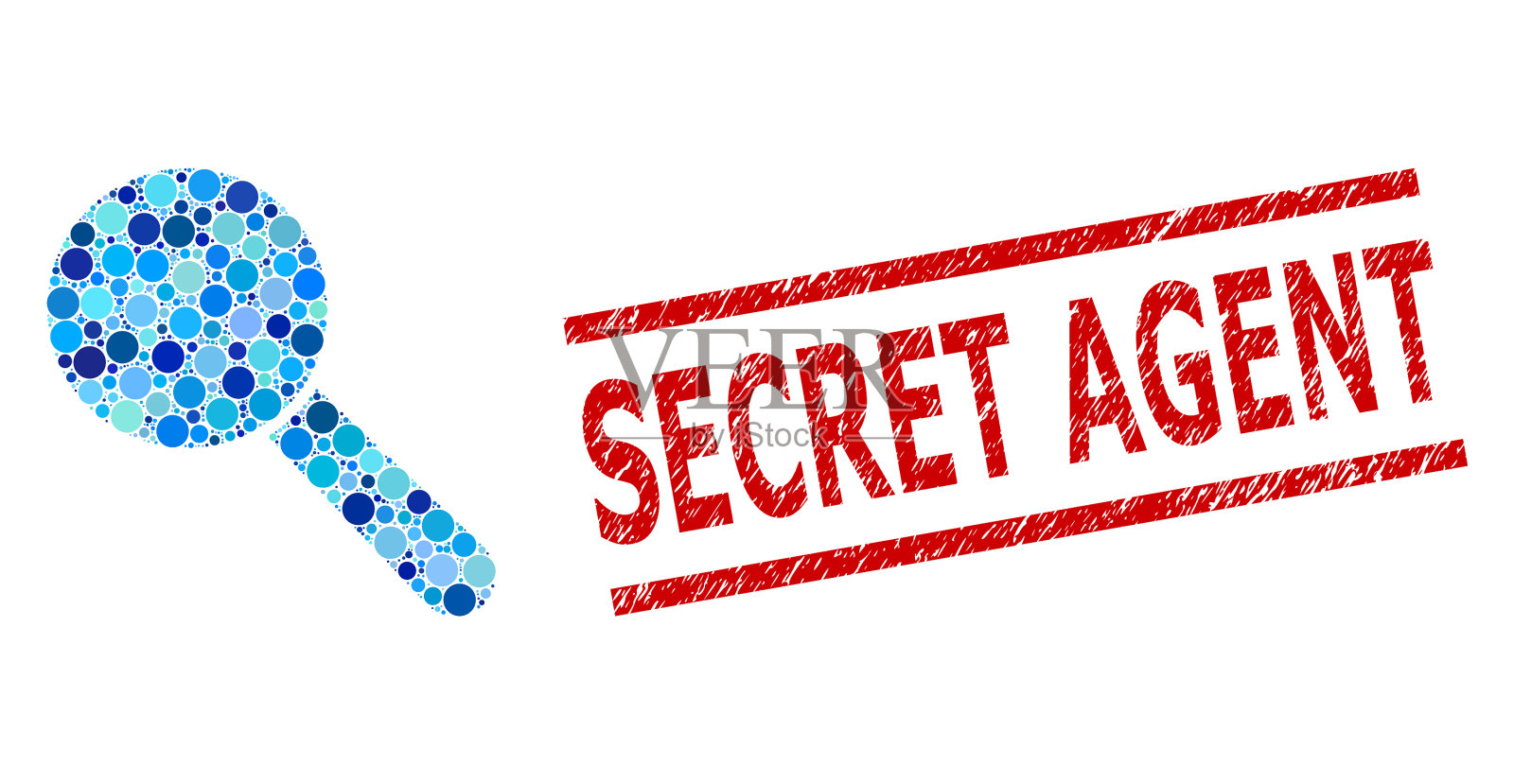 纹理密探印章和搜索工具插画图片素材