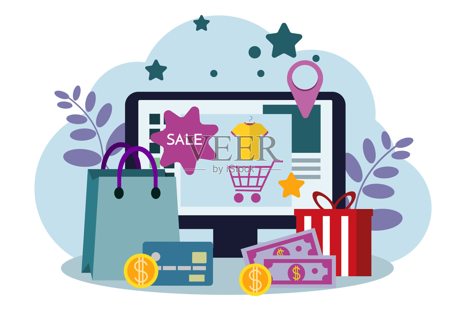 网上商店商店网上销售插画图片素材