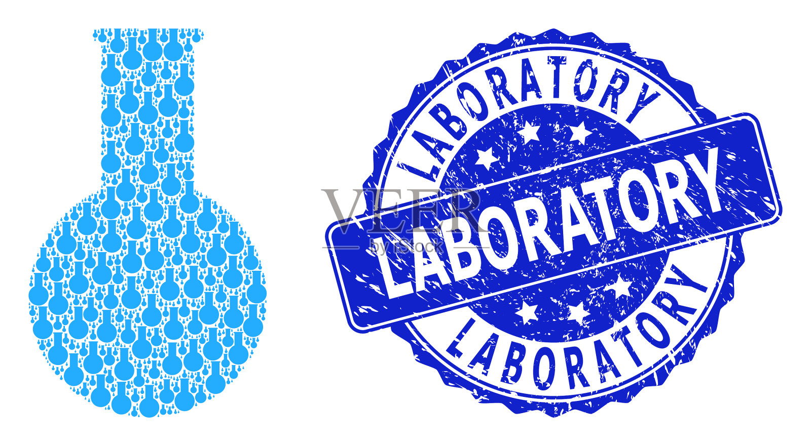 擦伤了实验室圆形印章和印章插画图片素材