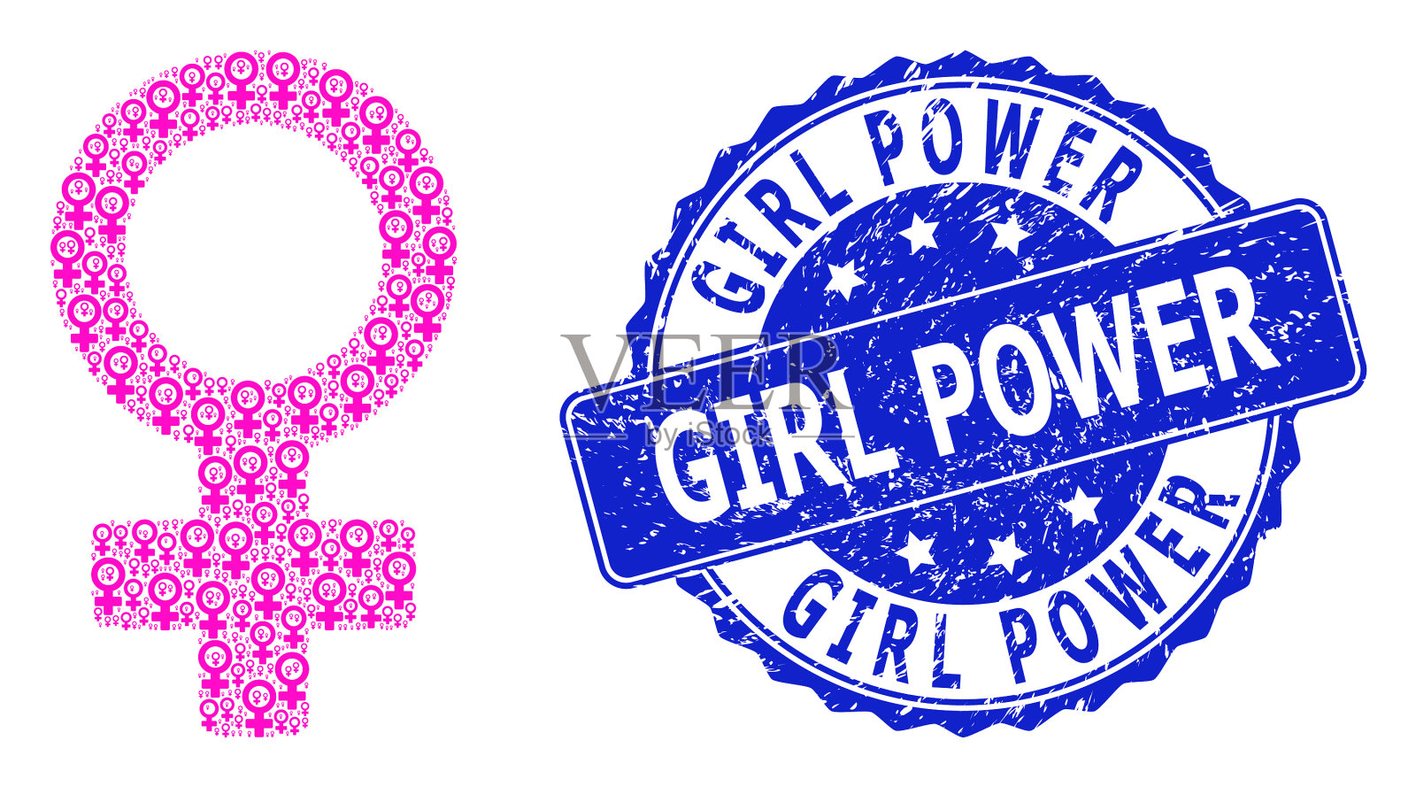 抓女孩力量圆封印递归插画图片素材