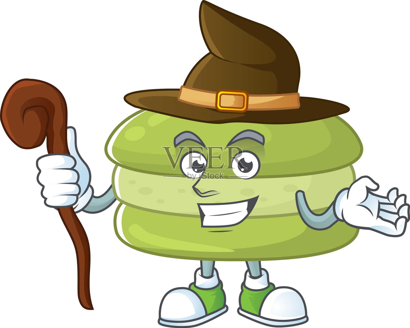 甜而狡猾的女巫椰子马卡龙卡通插画图片素材