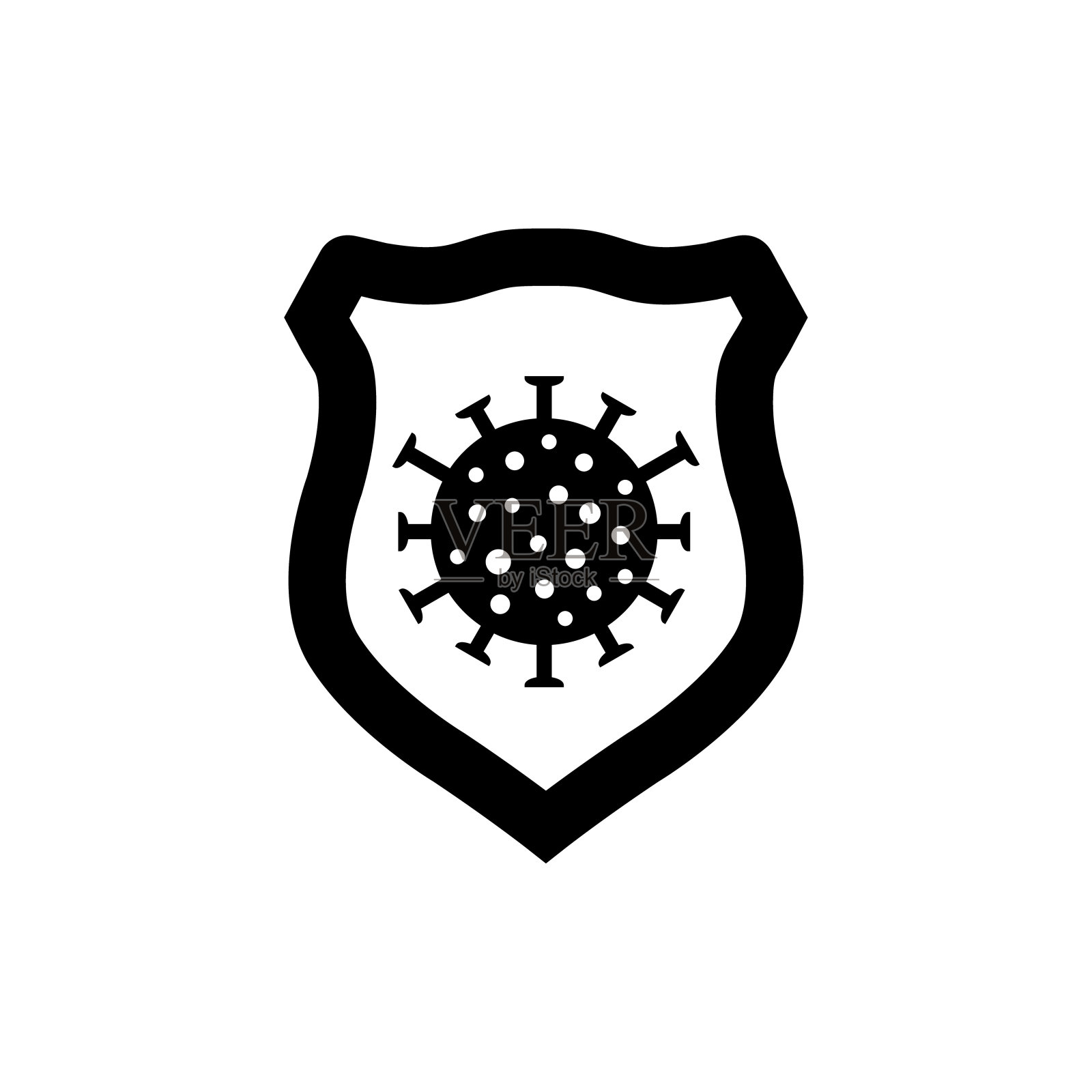 细菌图标，免疫，病毒防护标志隔离在白色背景设计元素图片