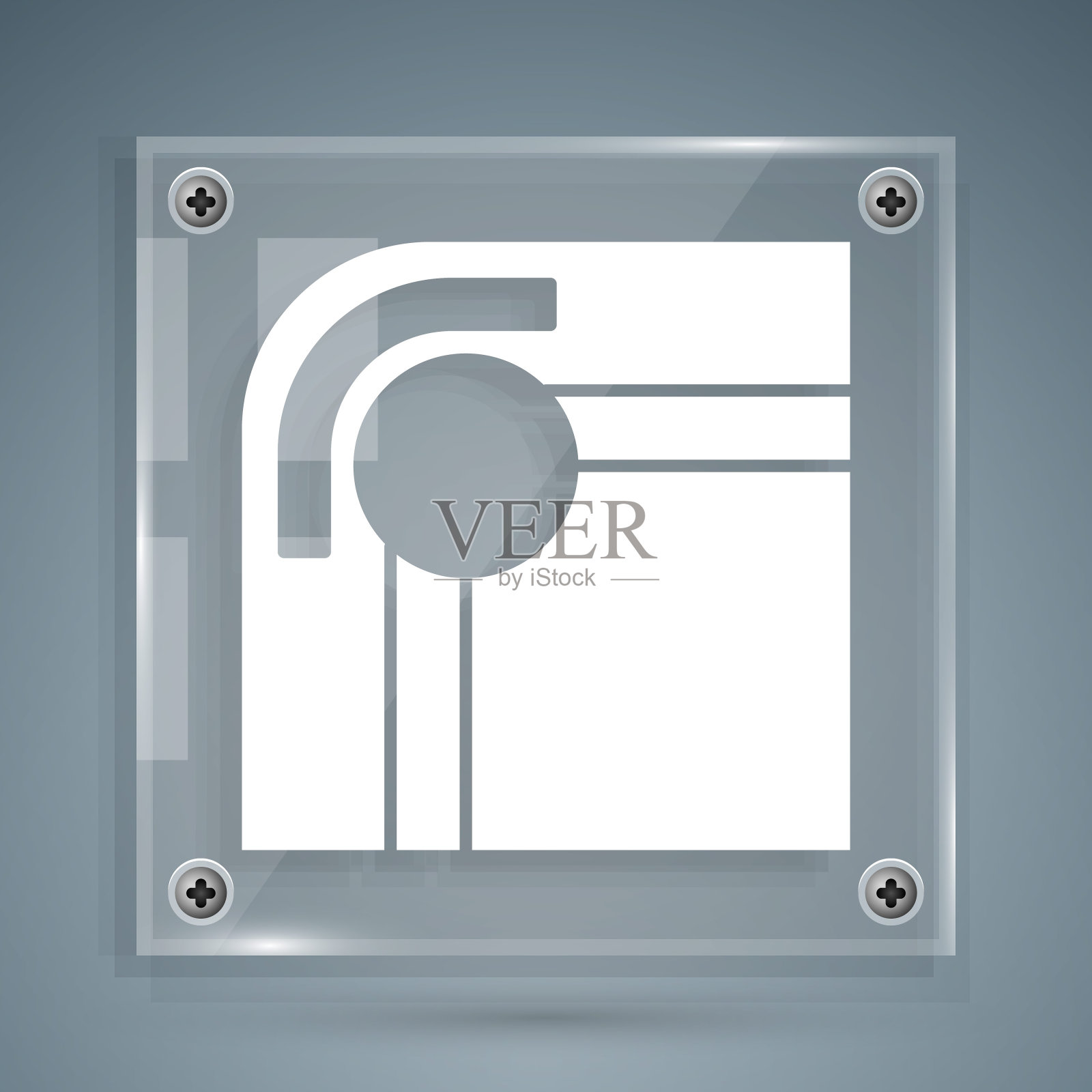 白色台球桌图标孤立在灰色背景。池表。方形玻璃面板。向量图标素材