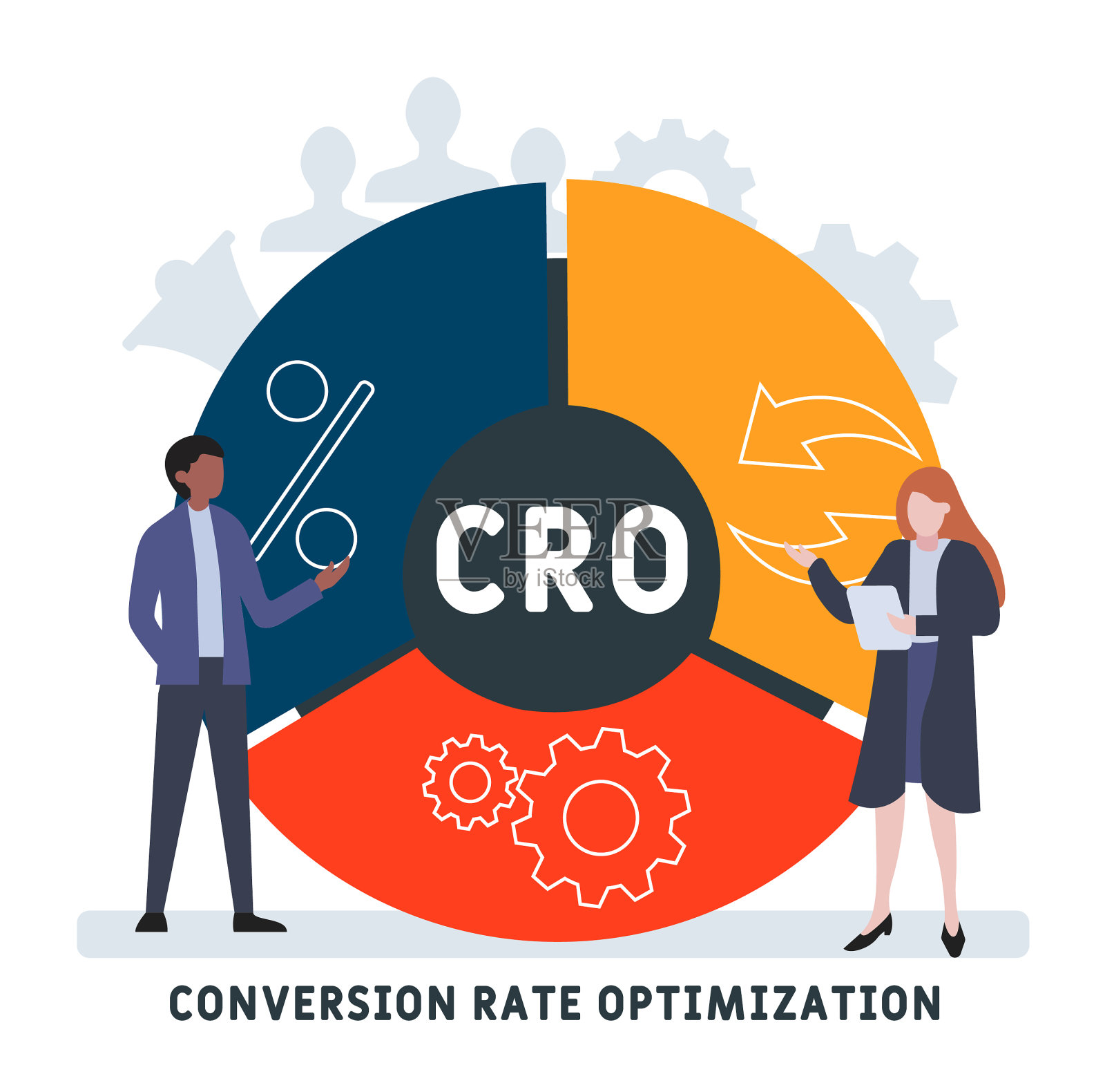 以人为本的平面设计。交叉转化率优化插画图片素材