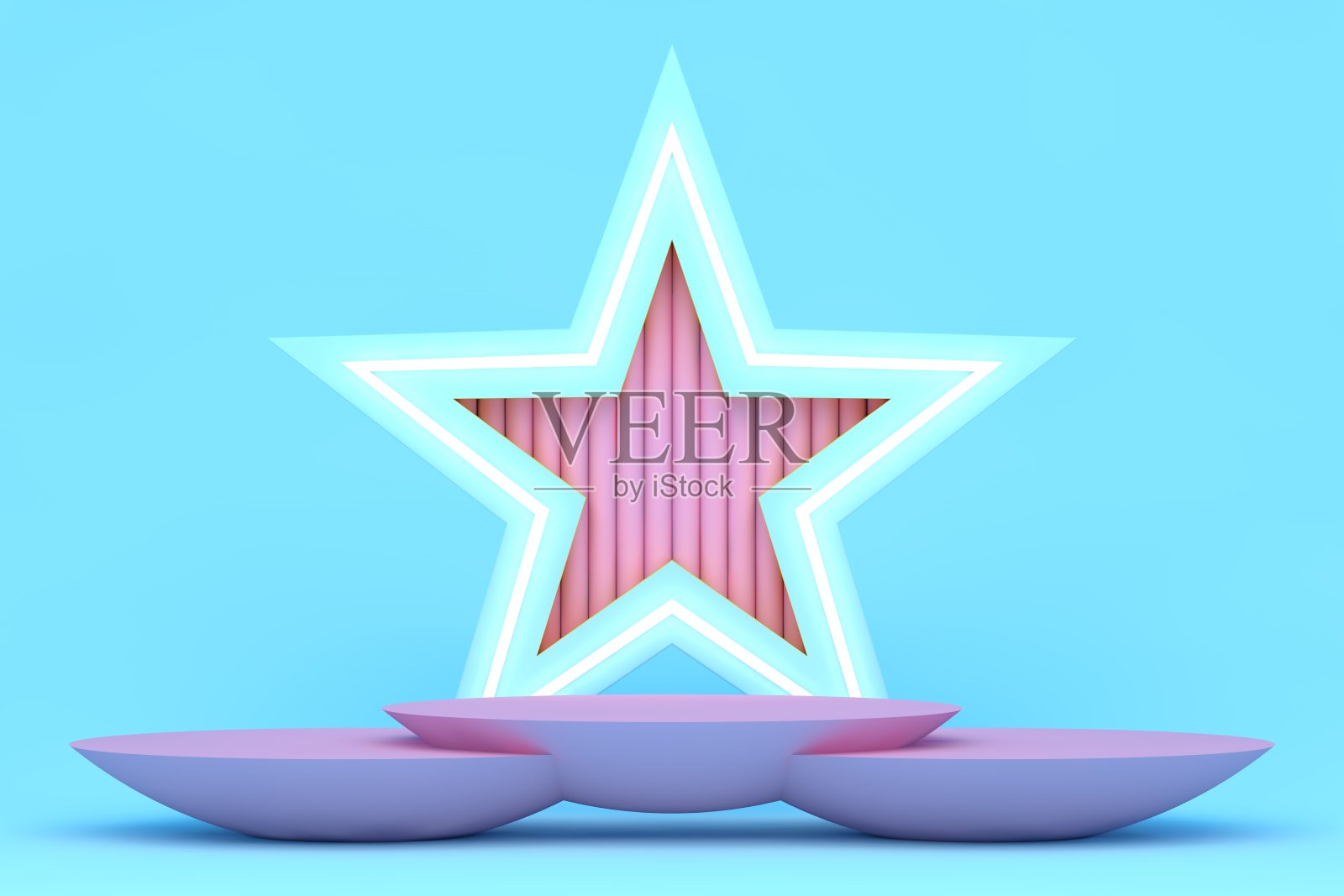 现代3D抽象背景平台的产品展示。粉色和蓝色空产品架照片摄影图片