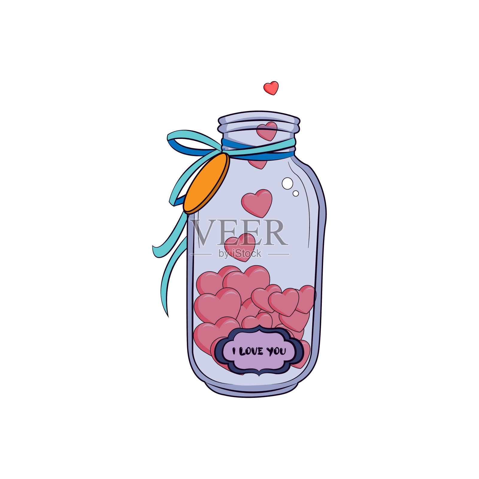 罐子里的心插画图片素材