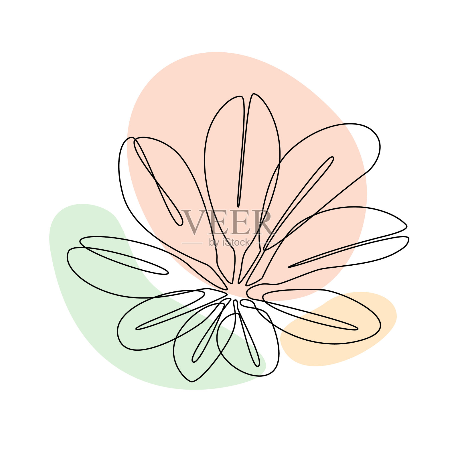 植物墙艺术载体与异国情调的花。连续的一条线画。带花朵的植物学抽象海报。简约自然的墙壁艺术。矢量图插画图片素材