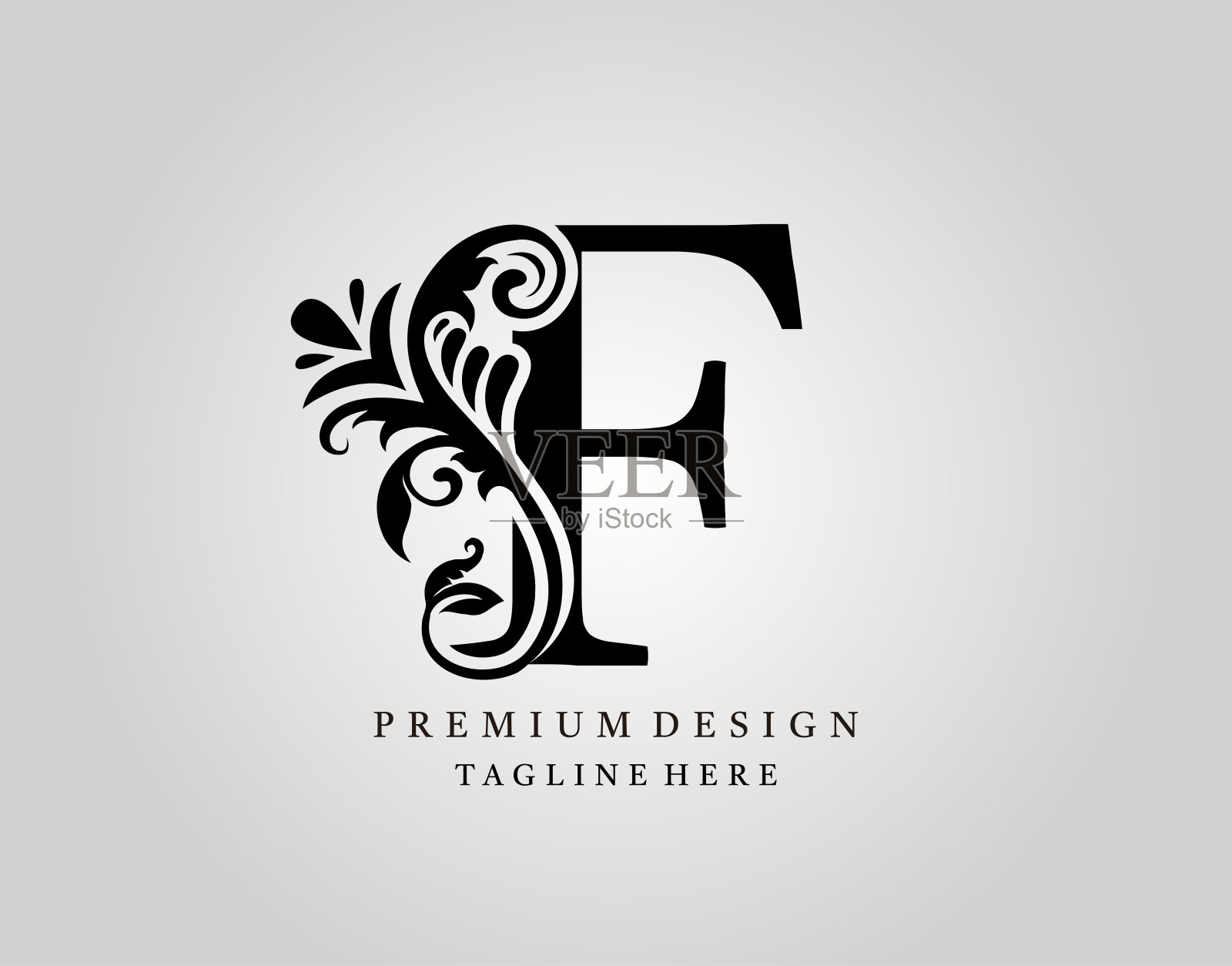 豪华字母F标志设计。插画图片素材