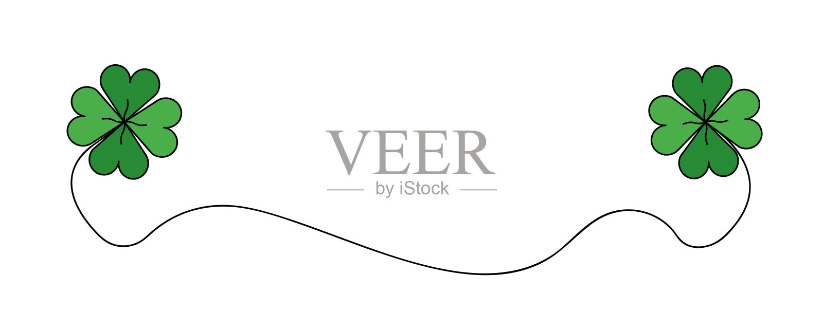 三叶草图标设计。圣帕特里克节快乐。插画图片素材