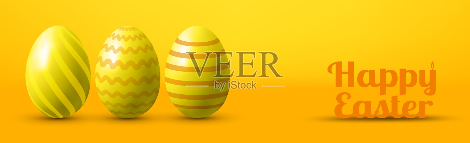 彩蛋在黄色的背景上与祝贺复活节-向量插画图片素材