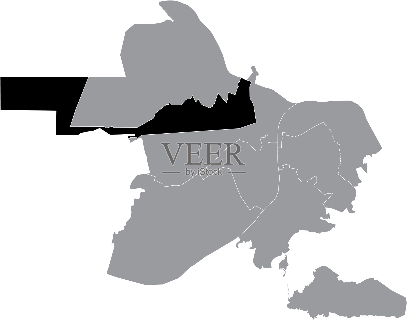俄罗斯下诺夫哥罗德的莫斯科区(raion)位置图插画图片素材