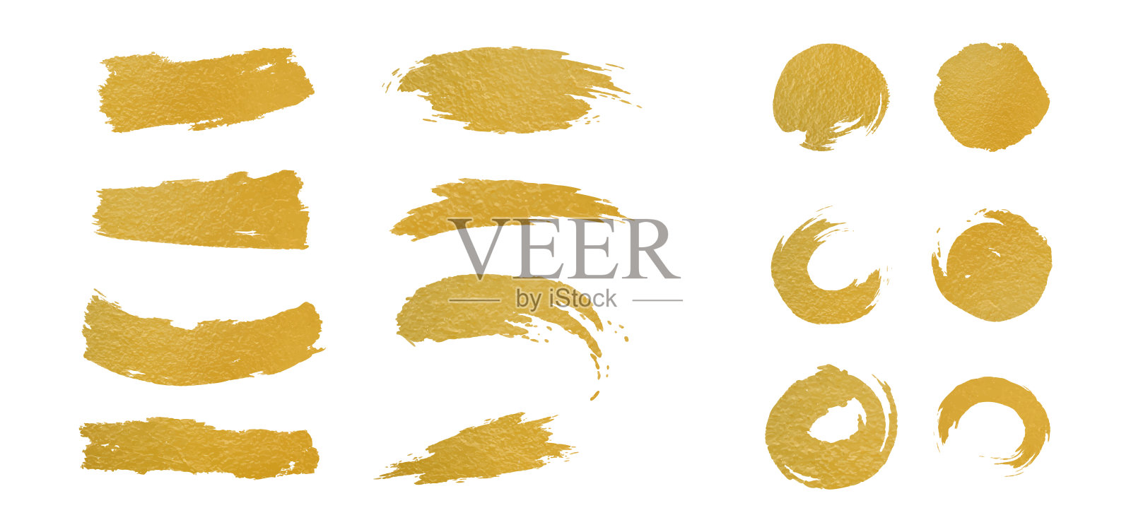 金漆和墨笔触。金色飞溅，圆形染色。金属辉光环飞溅。插画图片素材