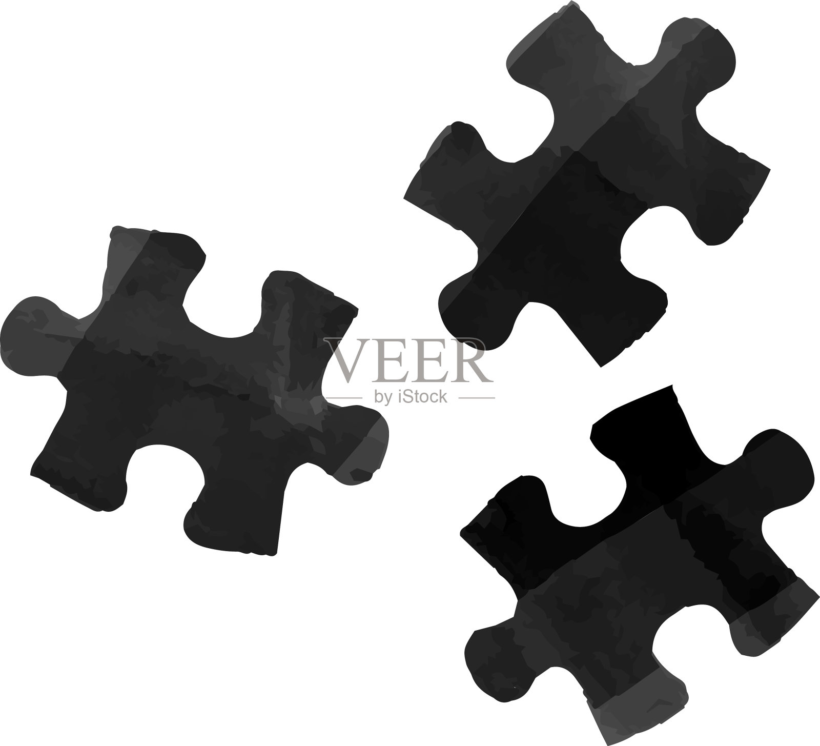 单色水彩拼图插画图片素材