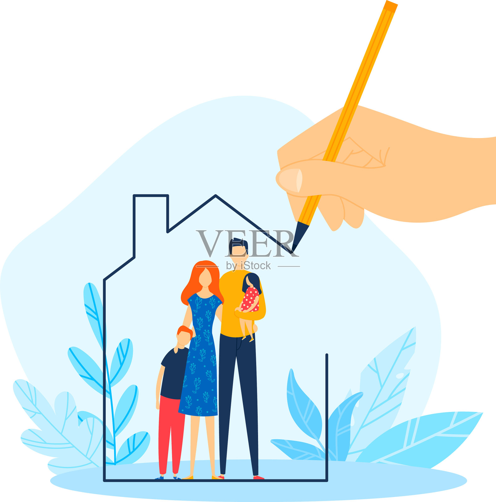 抵押房屋为家庭手绘房产设计元素图片