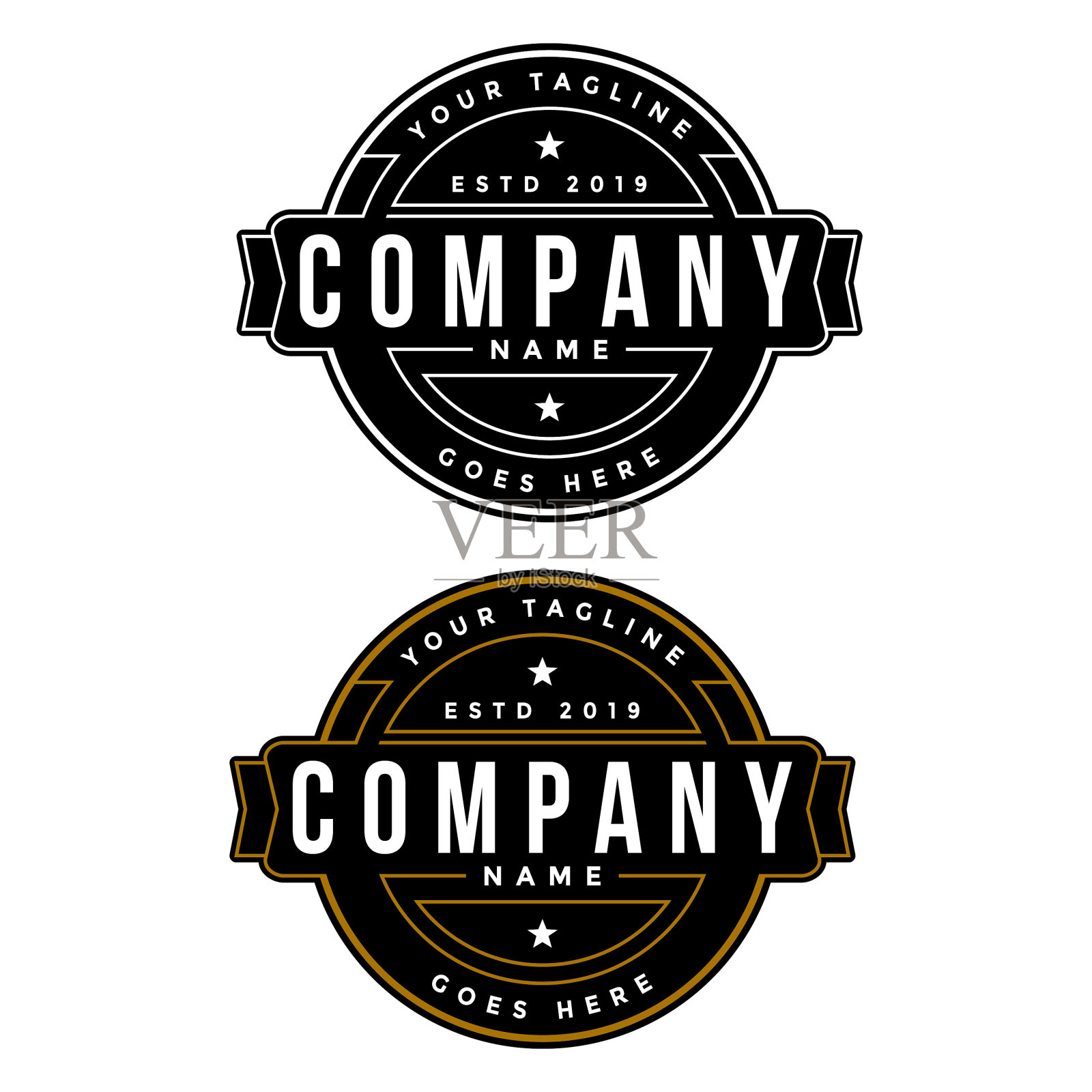 设置复古圆形徽章标识模板图标素材