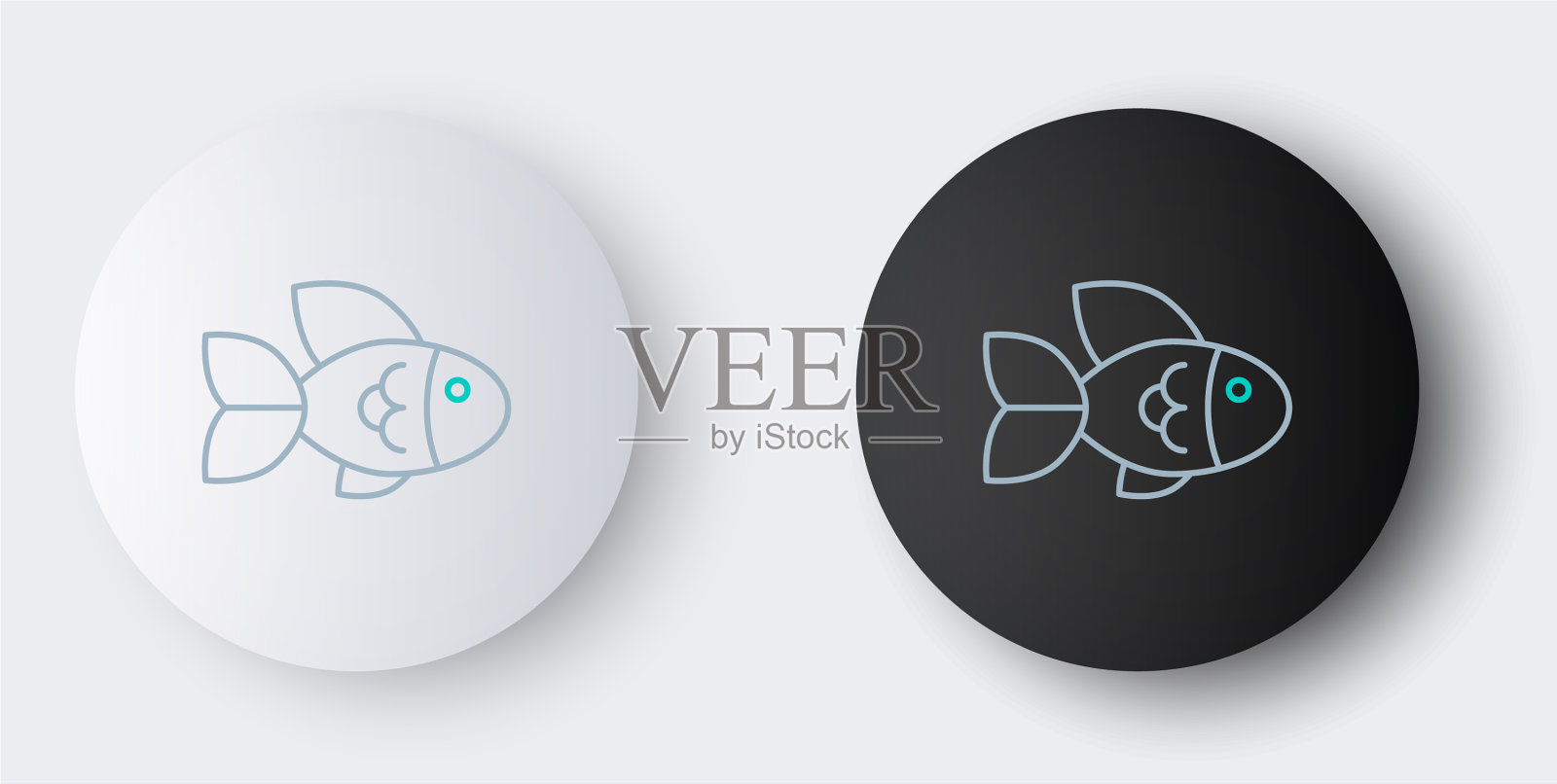 线鱼图标孤立在灰色背景图标素材