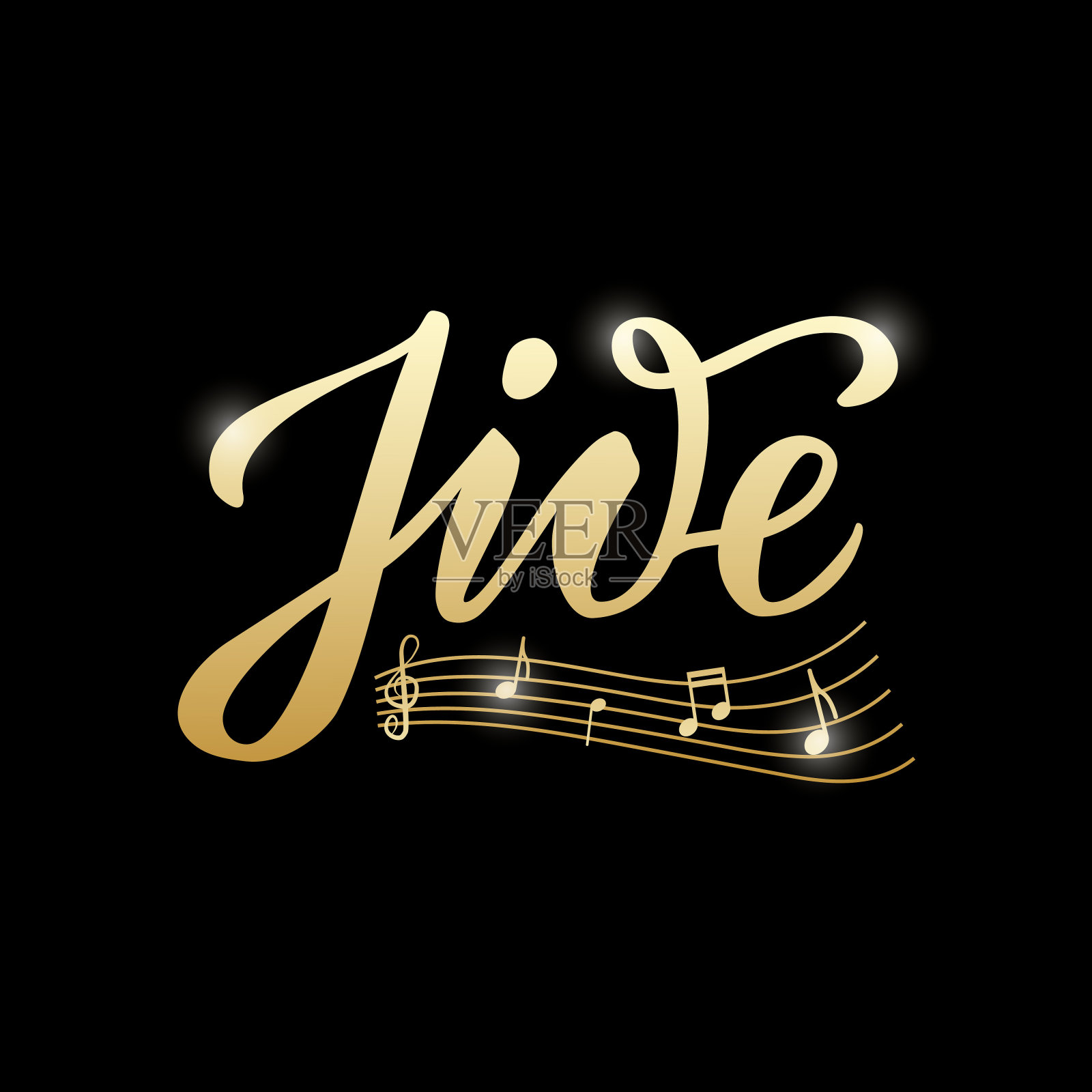 摇摆的金色字母与零散的音符插画图片素材